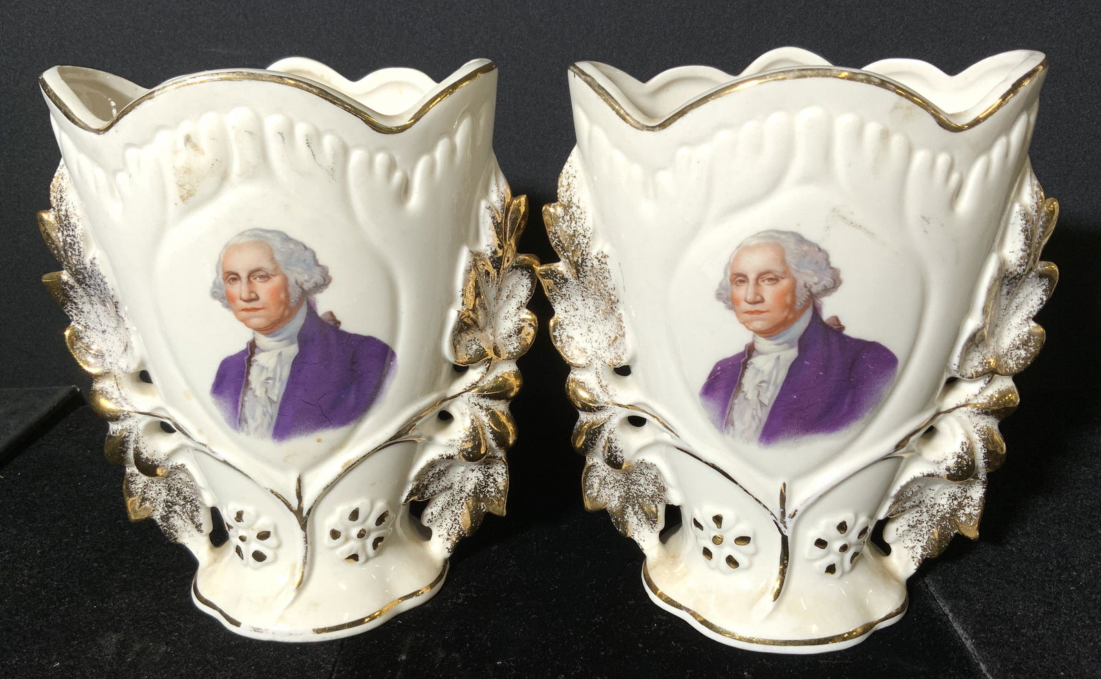 Pair George Washington Ceramic Vessels (1 of 6)