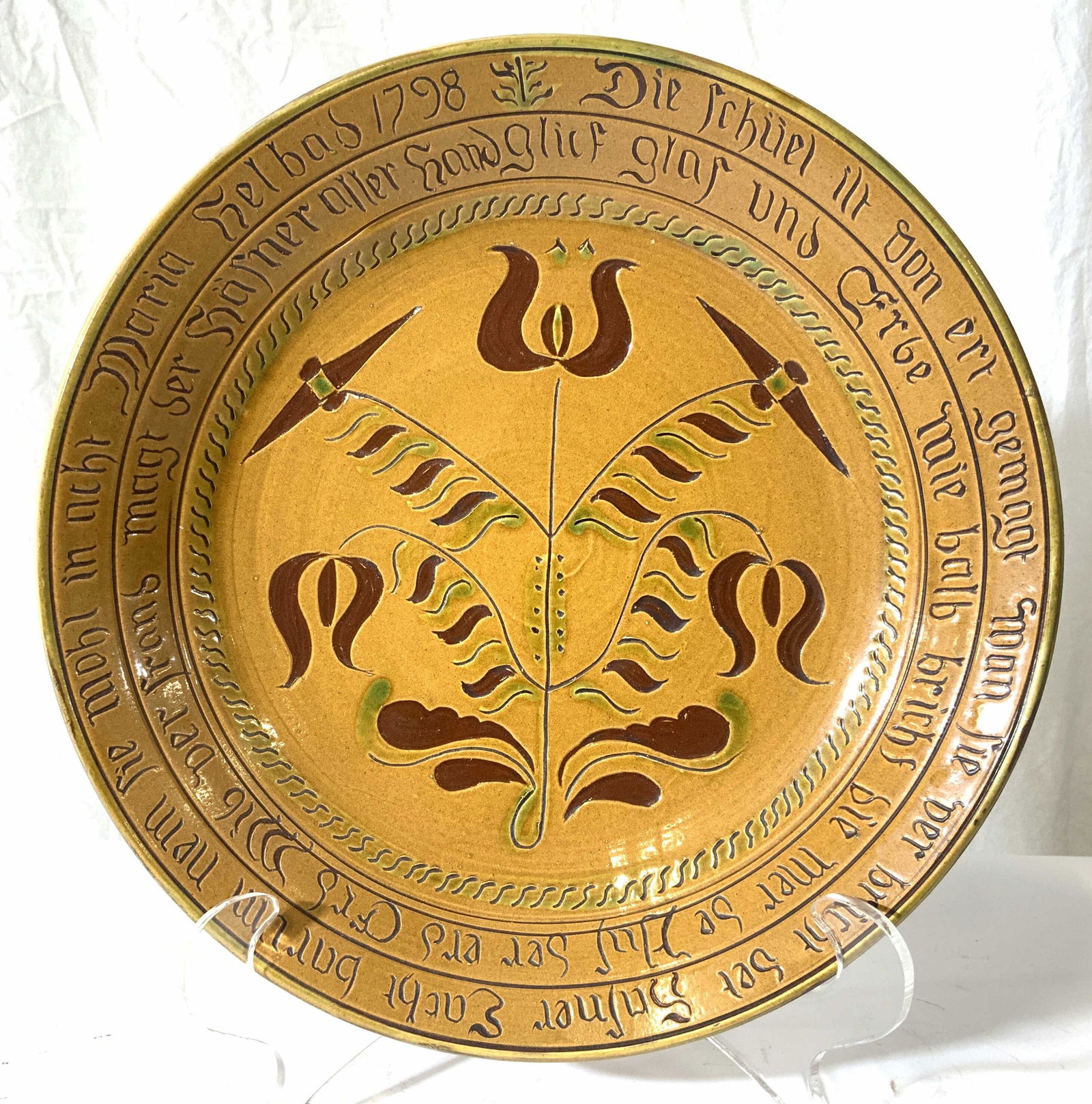 Signed J HUNTLEY Pottery Ceramic Plate (1 of 8)