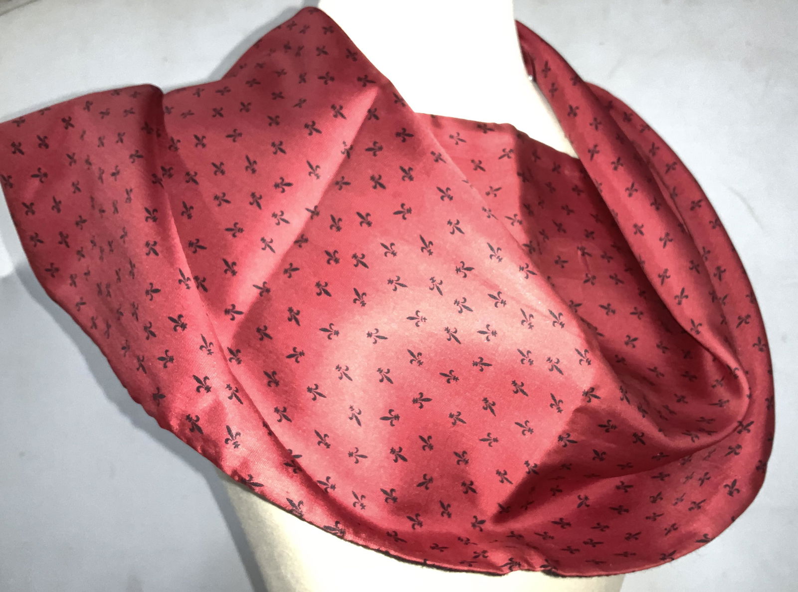 FLEUR DE LIS Red and Black Silk & Wool Scarf (1 of 5)