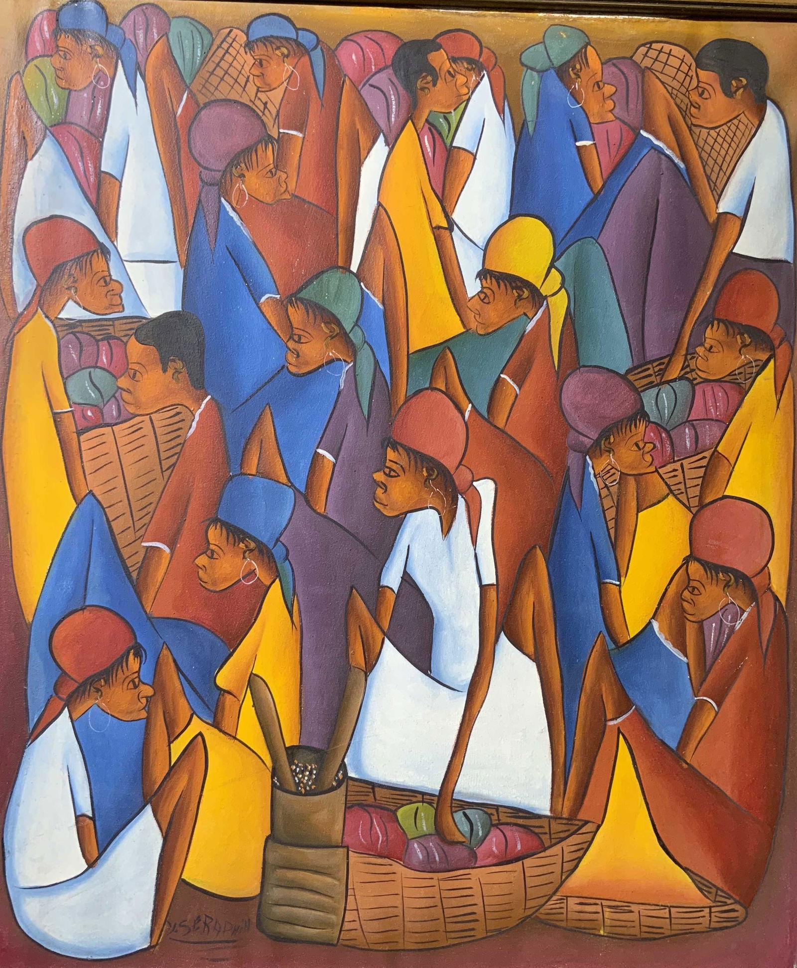 Y. SERAPHIN Crowded Market Acrylic on Canvas (1 of 10)