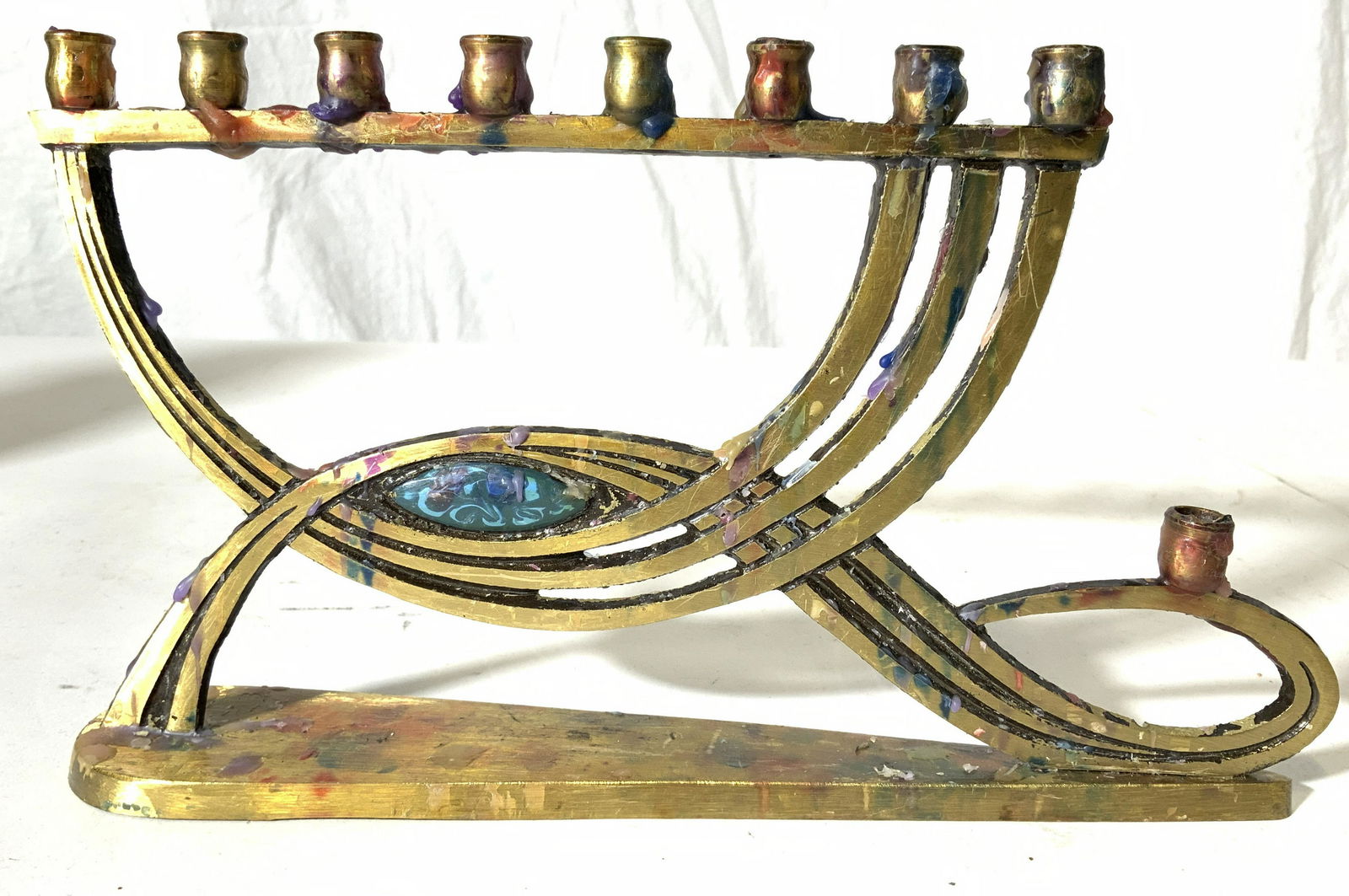 Vintage Gold Toned Metal Judaica Menorah (1 of 8)
