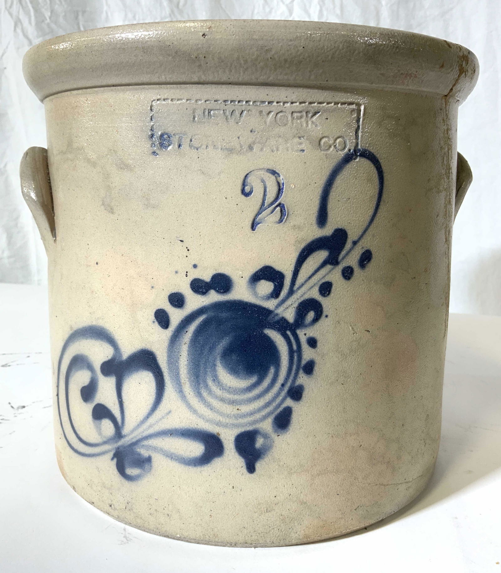 NY Stoneware Co Antq Salt Glaze Planter W Handles (1 of 9)