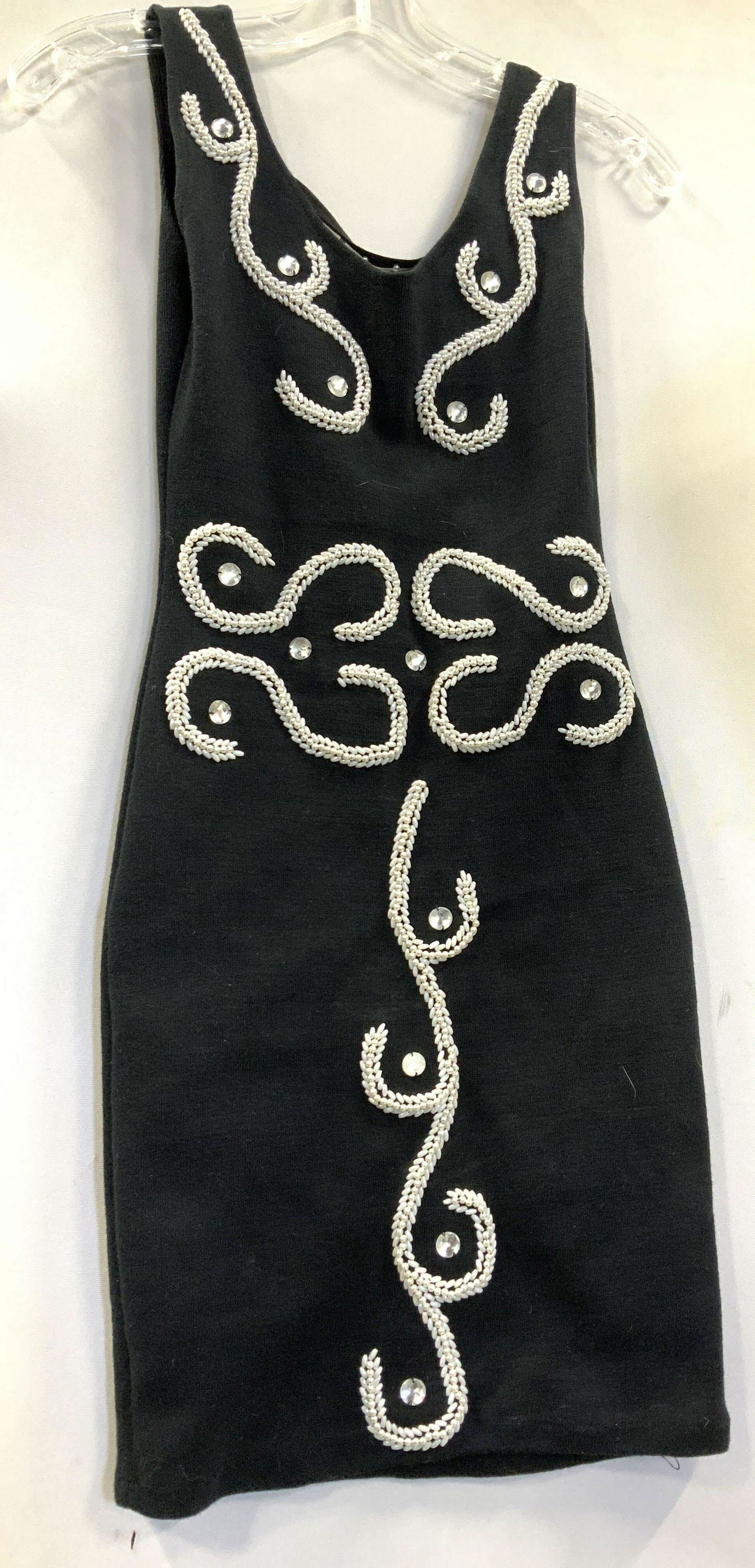 Vintage Knit Black Dress with Bead Embellishment (1 of 6)