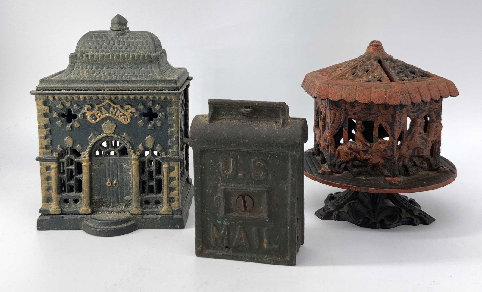 Antique Iron Cast Architectural Coin Banks (1 of 7)