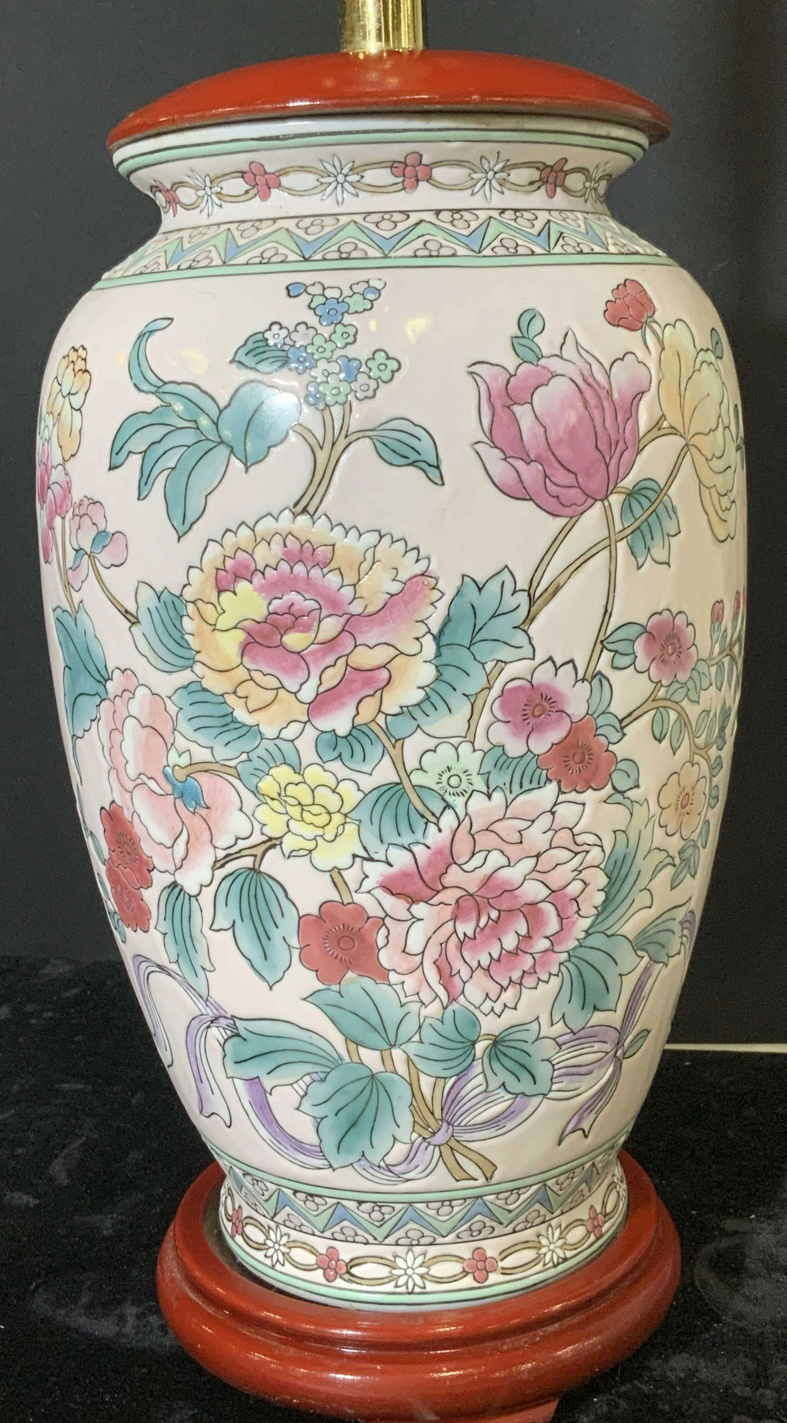 Famille Rose Porcelain Chinoiserie Lamp, China (1 of 7)