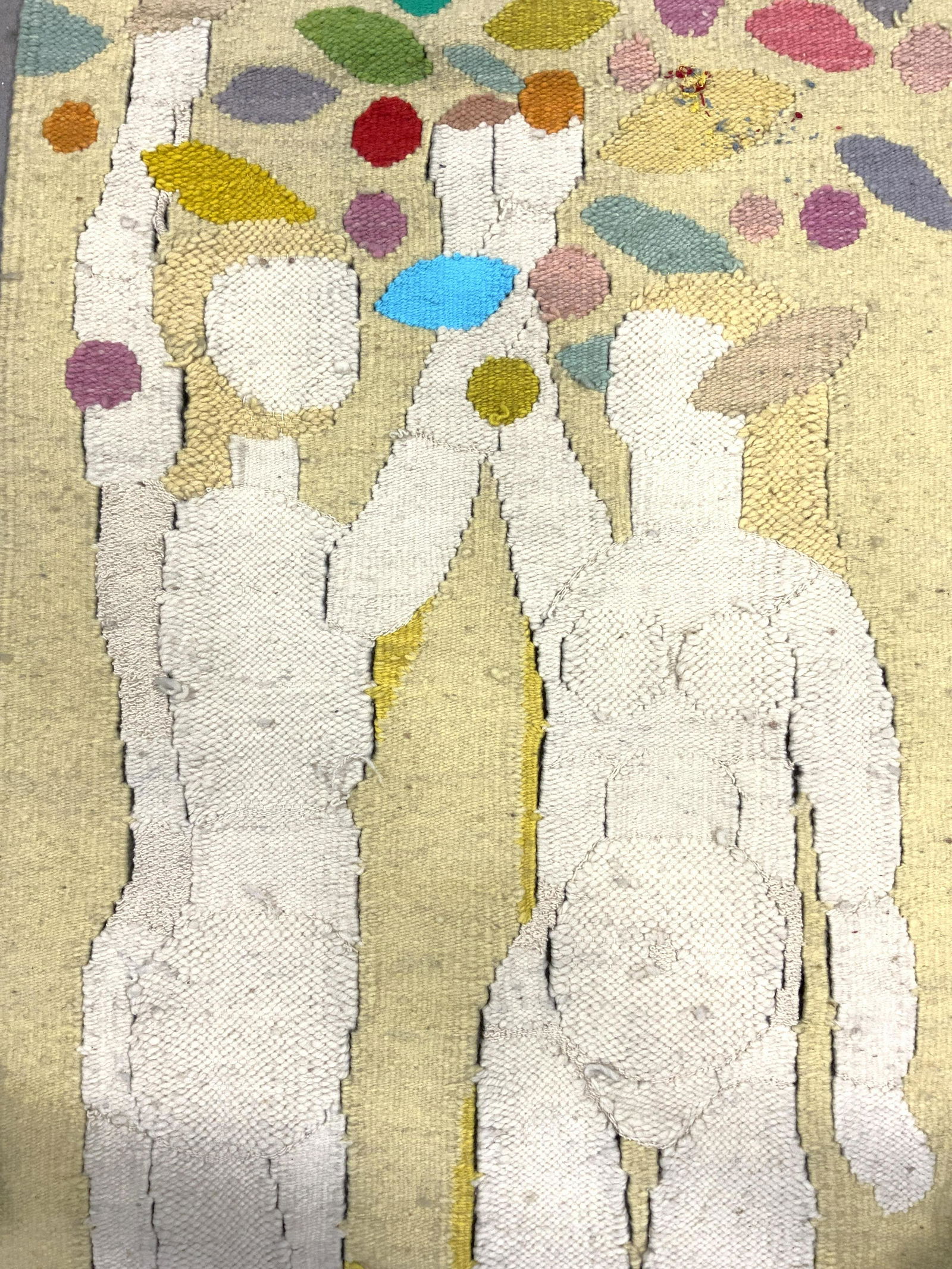 Signed Vntg Handmade Wool Adam & Eve Tapestry (1 of 8)