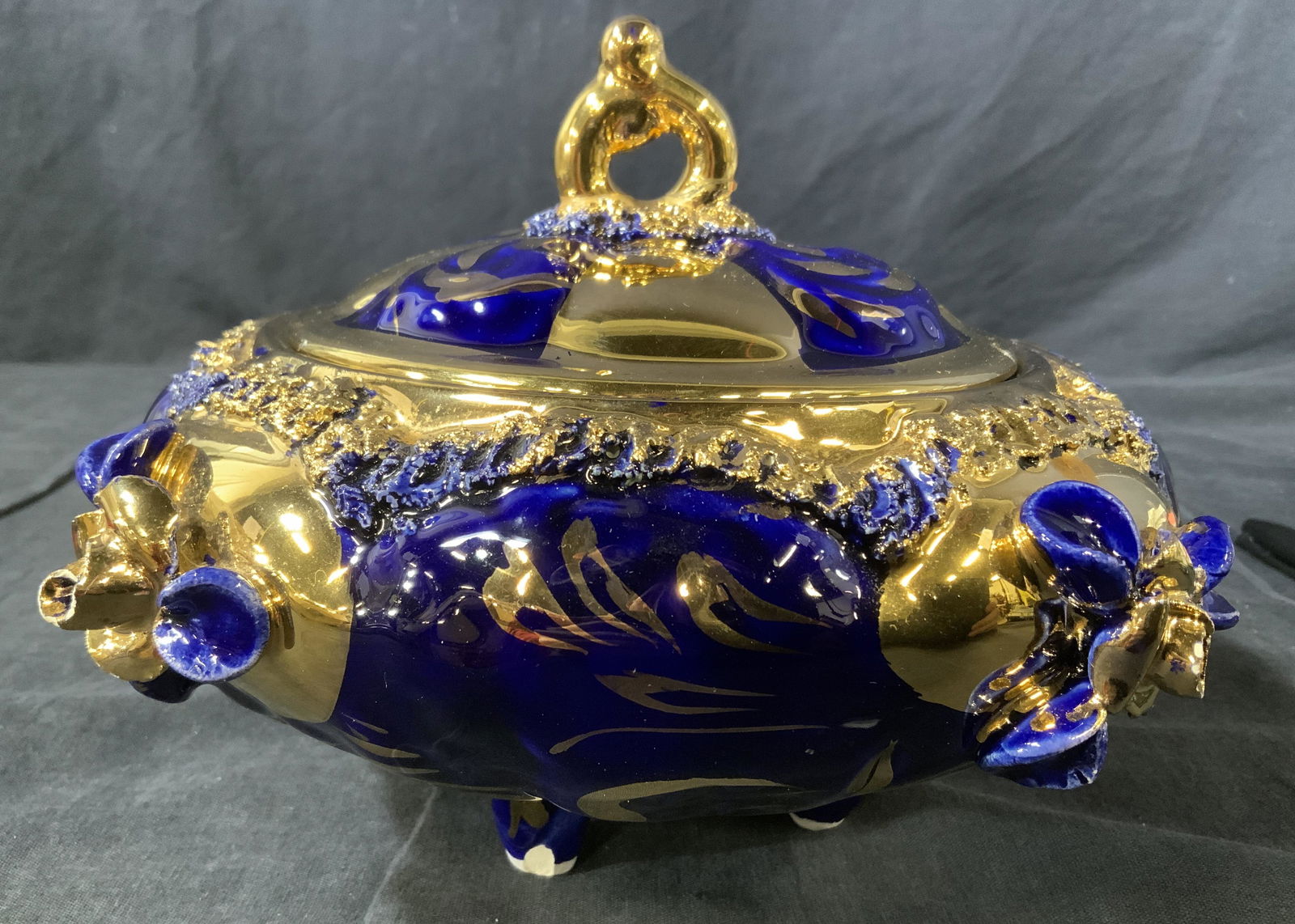 Hand Painted Lidded Ceramic Vessel, Italy (1 of 8)