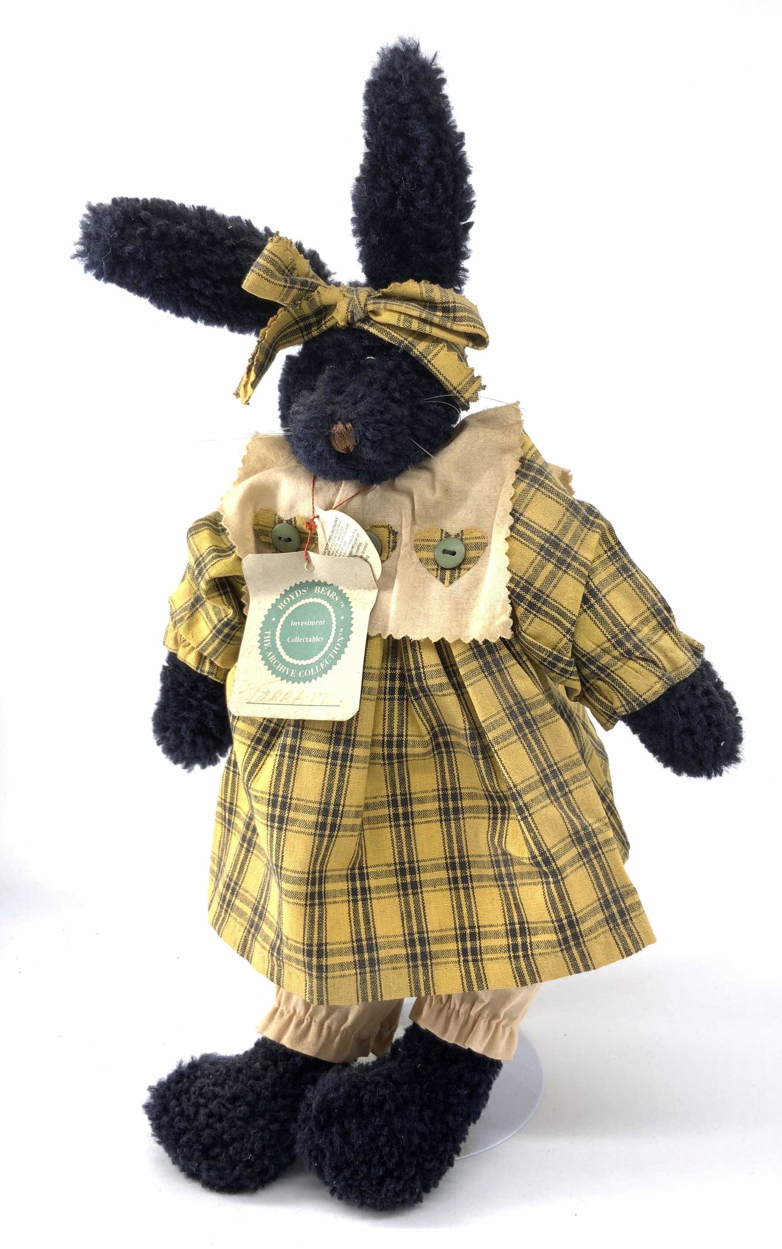 Vintage BOYDSâ€™ BEARS Plush Bunny Tarragon in Dress: Vintage BOYDSâ€™ BEARS Rabbit in dress on a stand, measures 10 w x 15 3/4 h inches, wear consistent with age and use. Boydâ€™s bears, Boydâ€™s bear rabbit, collectibles,Boydâ€™s be