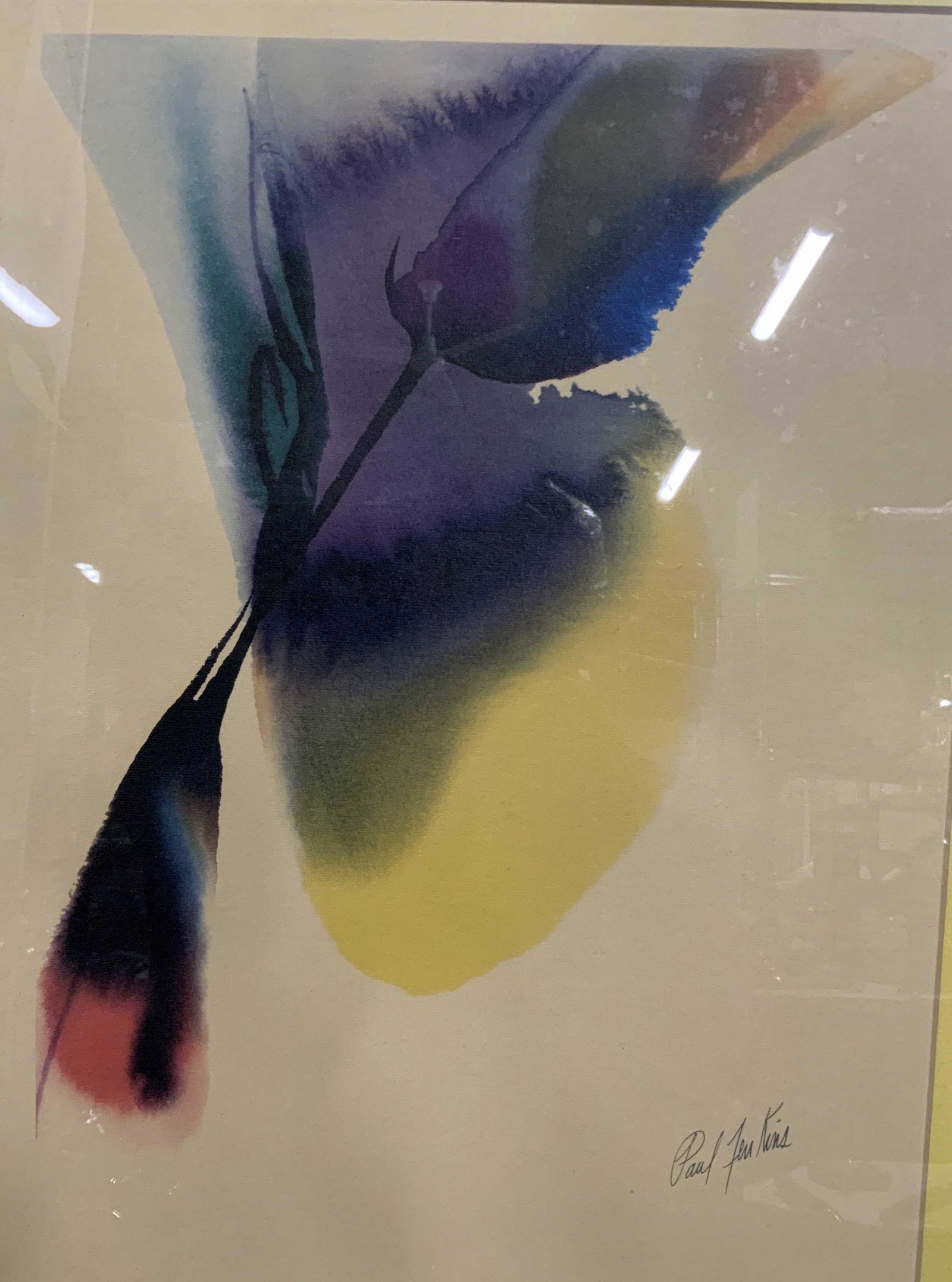 PAUL JENKINS Colorfield Abstract Lithograph: PAUL JENKINS Colorfield Abstract Lithograph, inscriptions to lower right corner read ‘Paul Jenkins’, subject a view of color through an abstract expressionist illustration, measures 14 7/8 x 18 7/