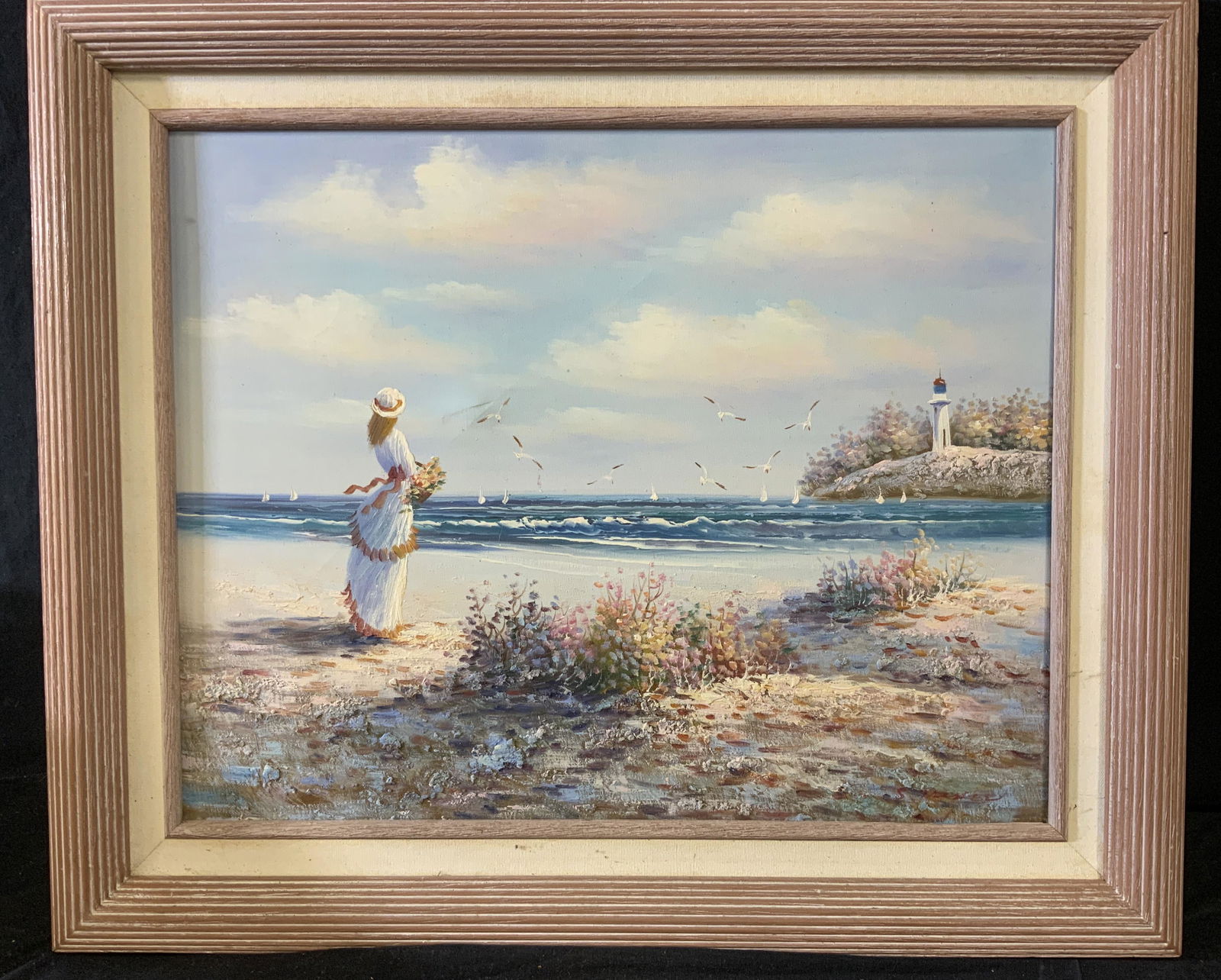Framed Beachfront Oil on Canvas (1 of 5)