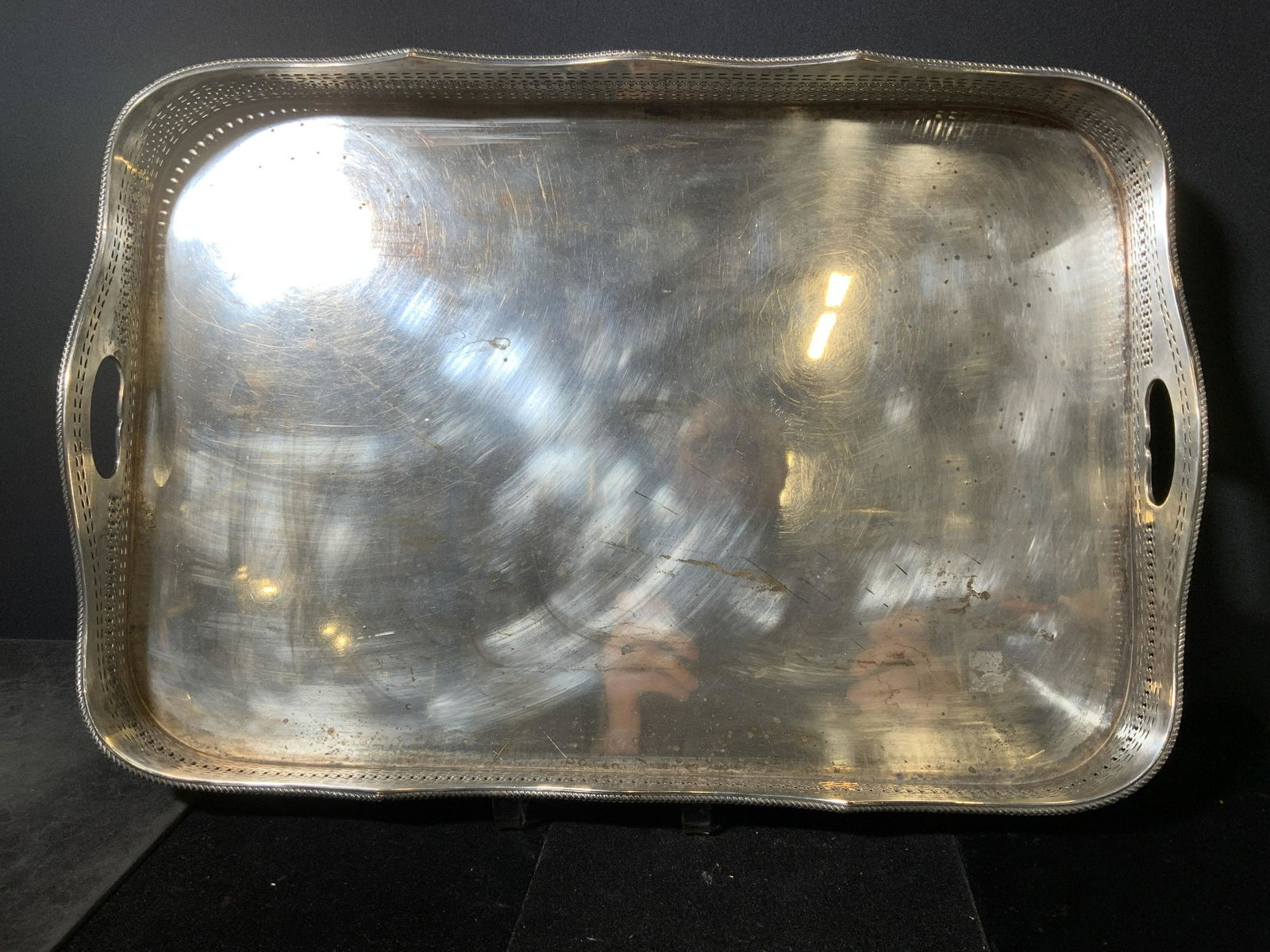 Pierced Metal Footed Serving Tray (1 of 6)