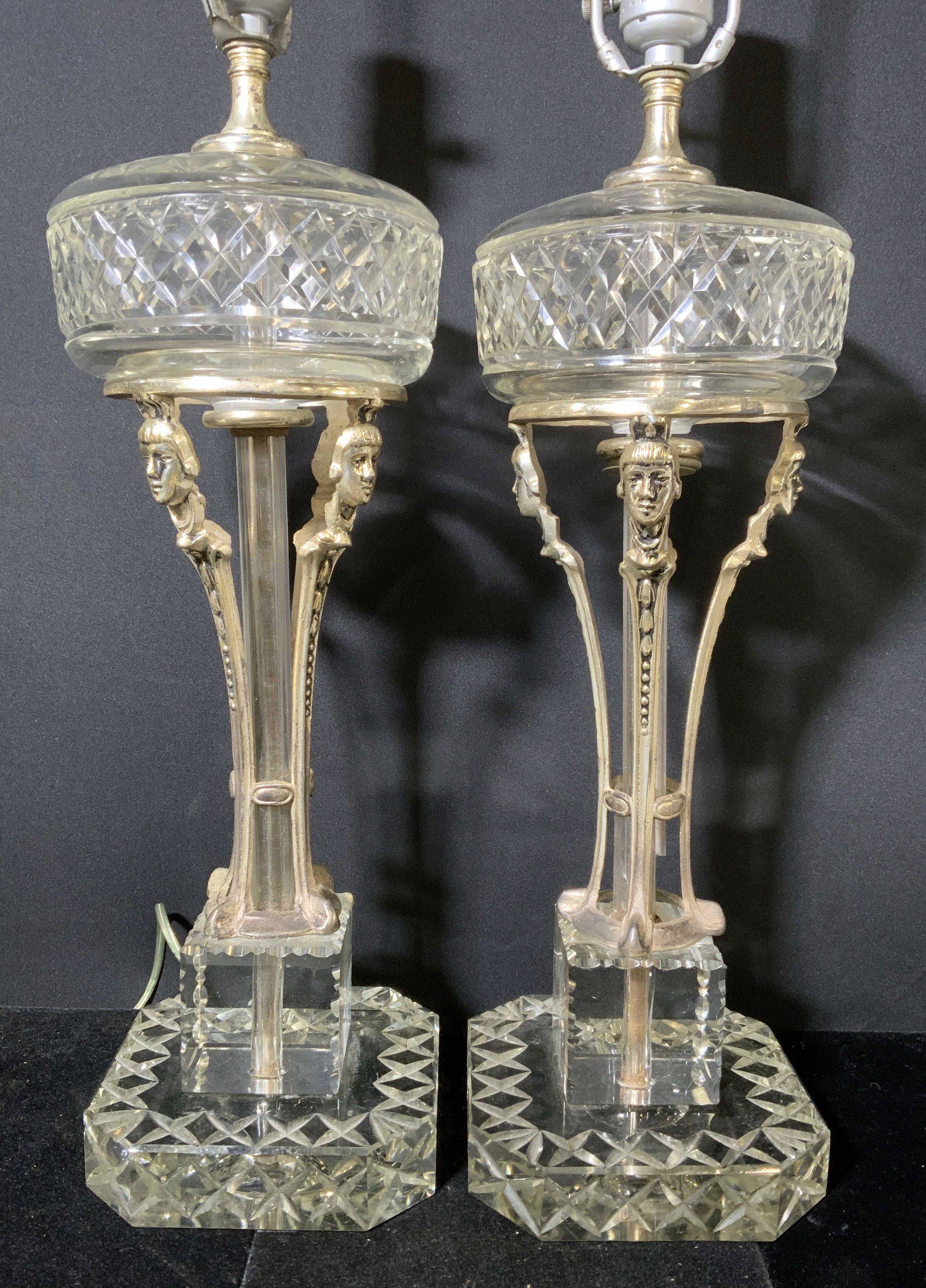Pair Cut Glass Tabletop Lamps (1 of 5)