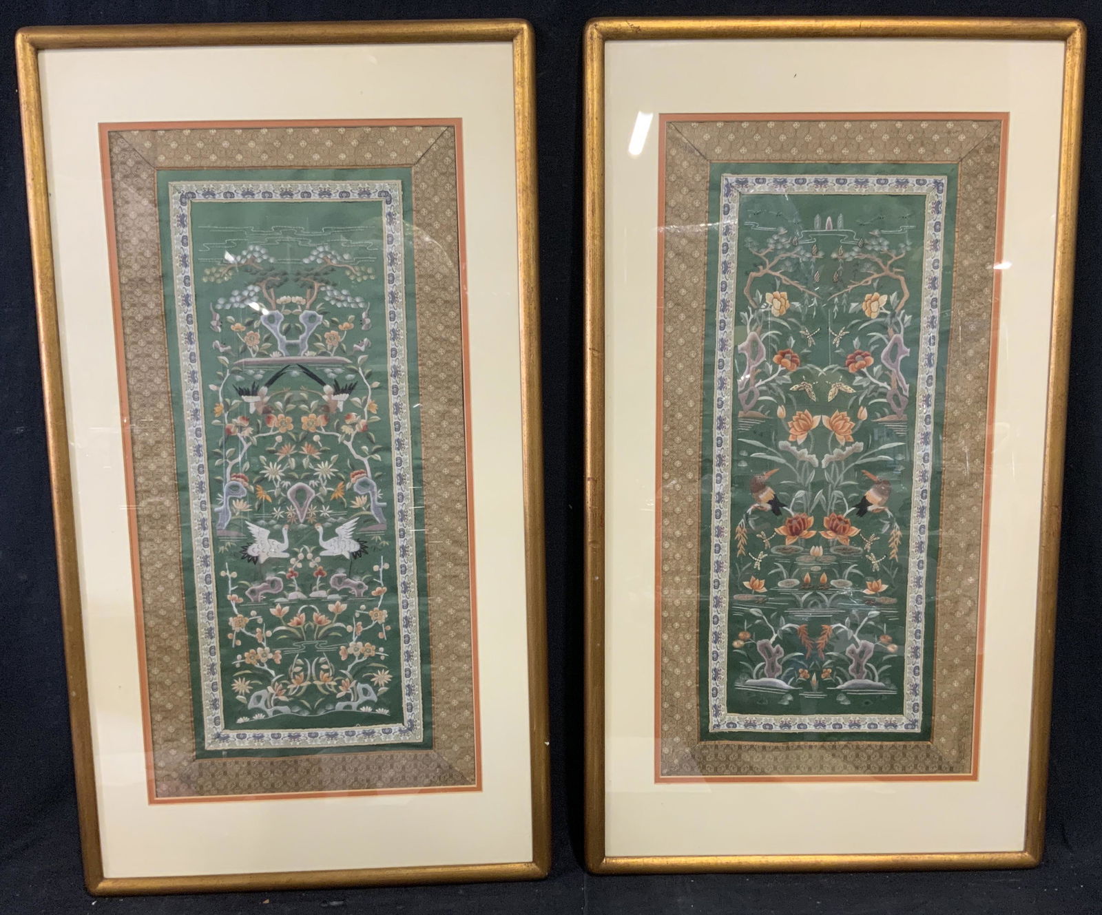Set of Framed Asian Embroidered Textiles (1 of 9)