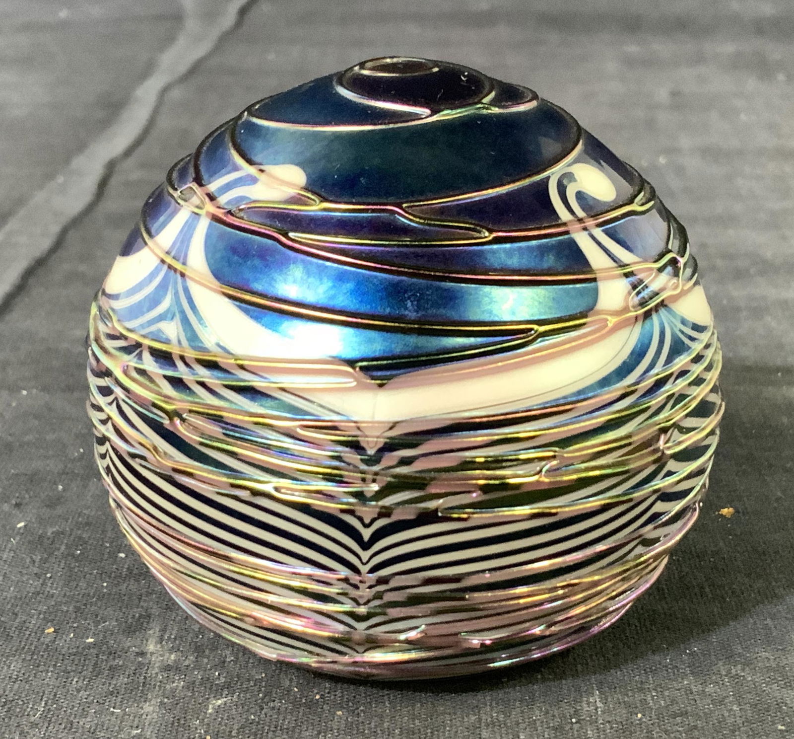 Signed Iridescent Art Glass  Paperweight (1 of 5)