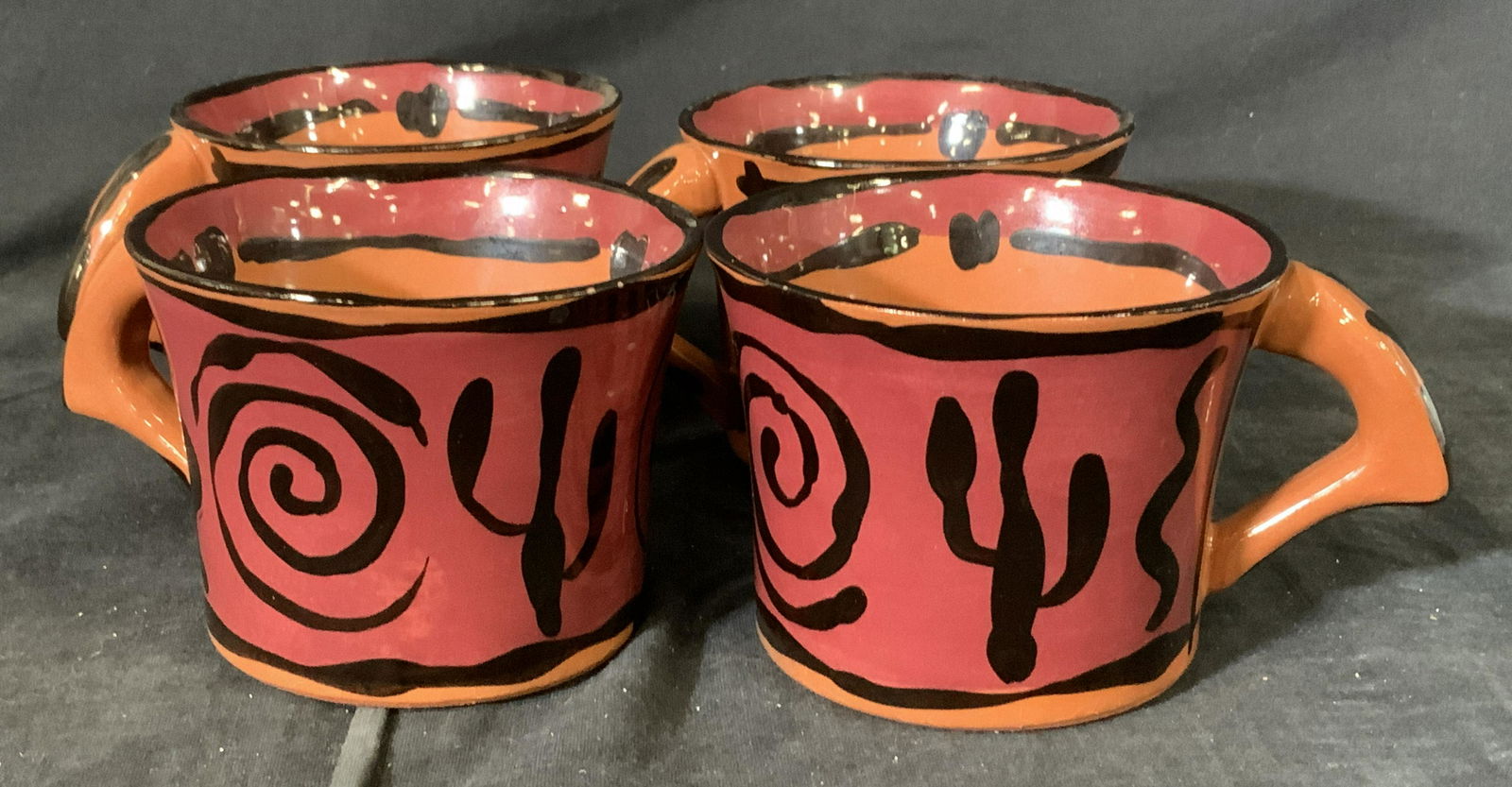Set 4 Signed Artisanal ceramic Coffee Mugs (1 of 6)