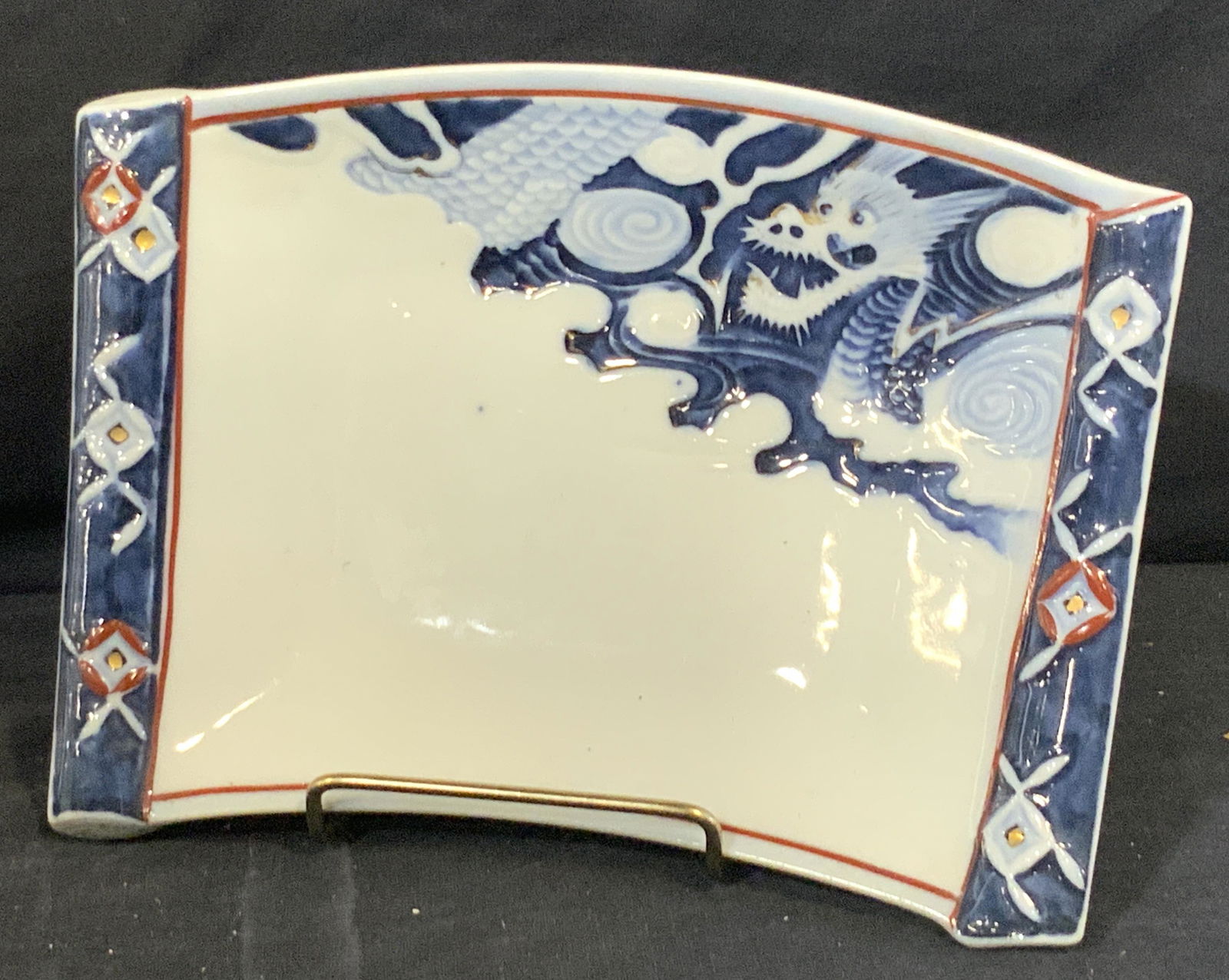 Asian Ceramic Dragon Motif Rectangular Plate (1 of 9)