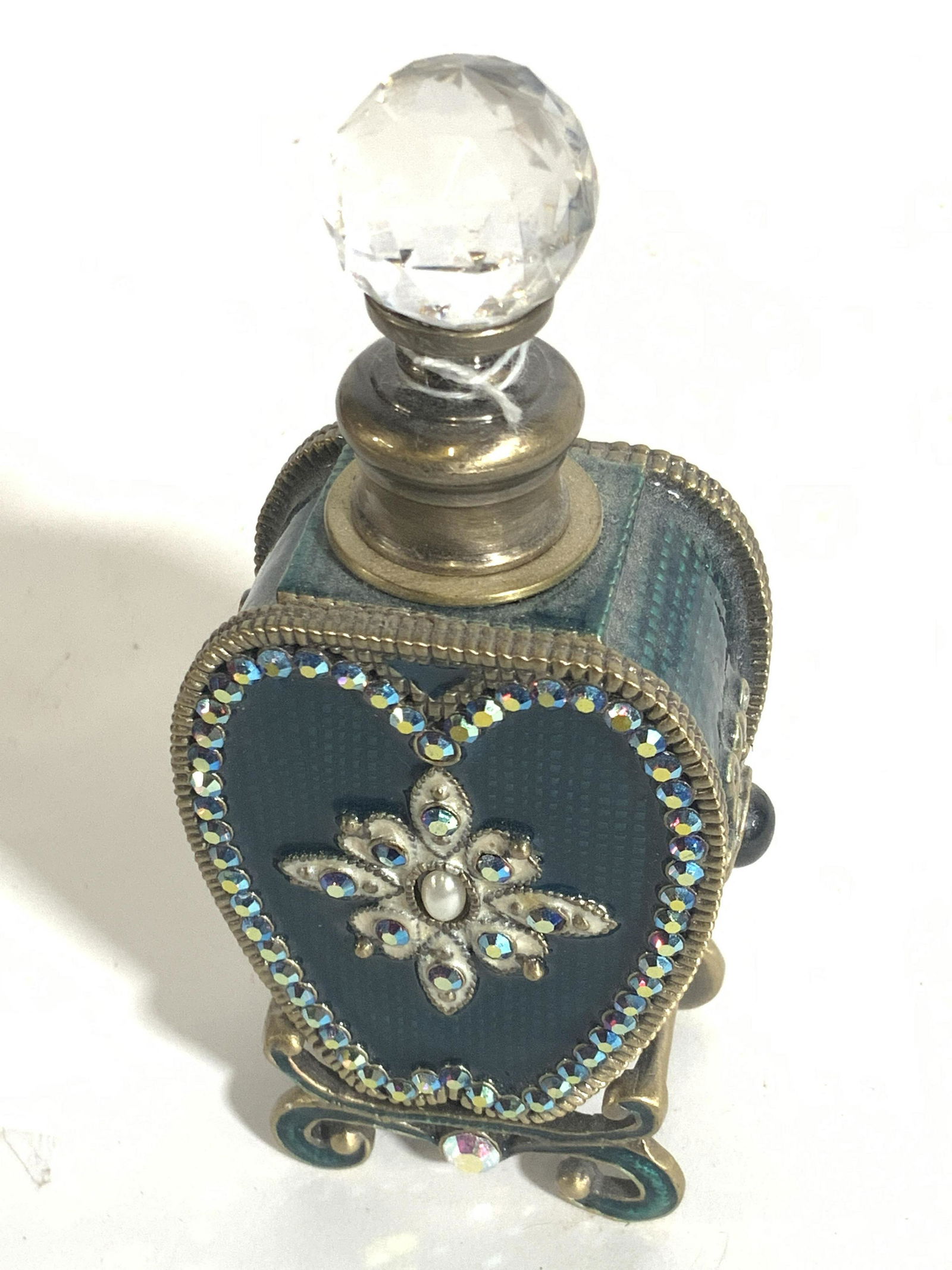Vintage Bejeweled & Enameled Metal Perfume Bottle (1 of 9)