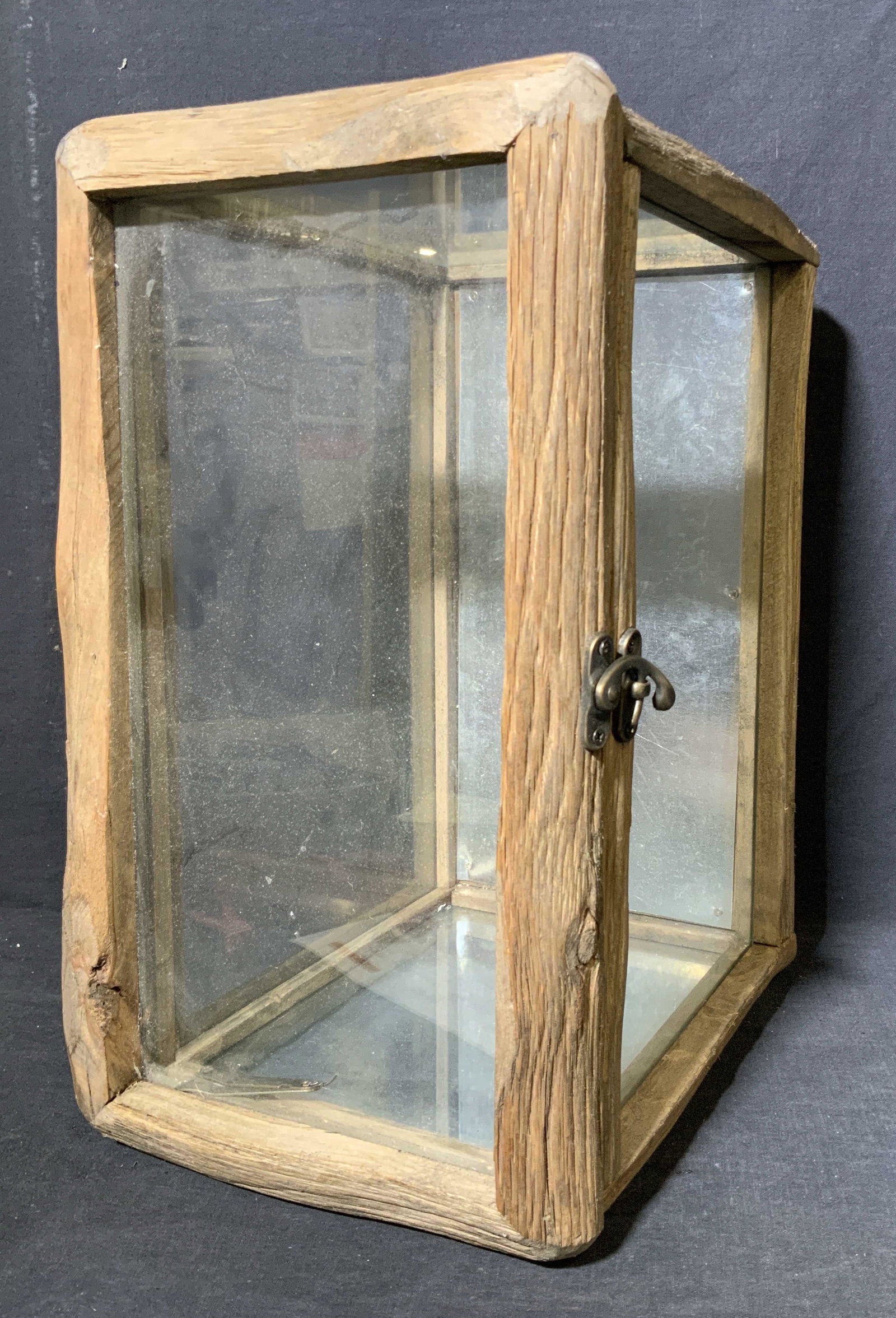 Antique Rustic Style Glass & Wood Display Case (1 of 8)