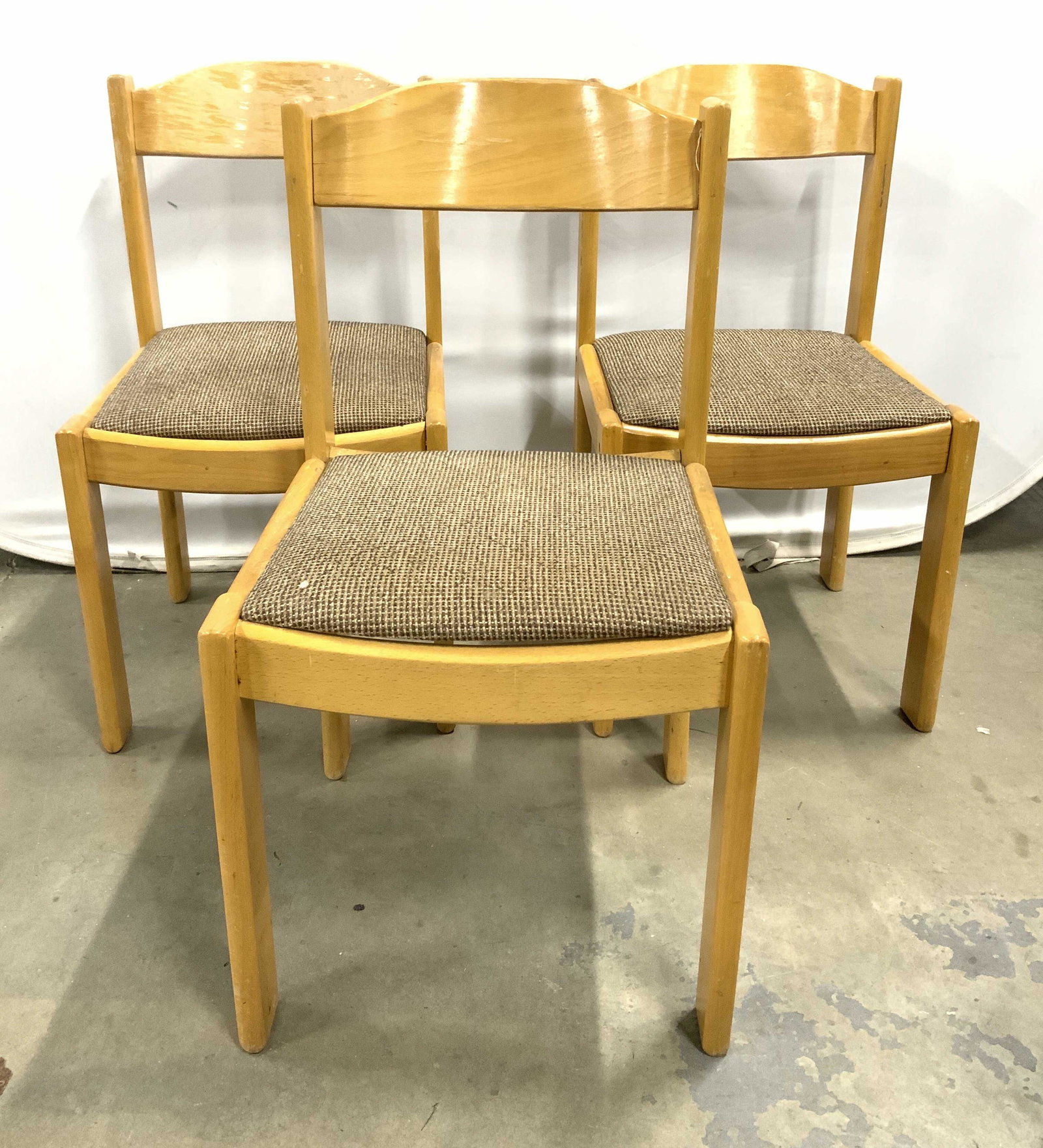3 Vintage Wooden Side Chairs W Cushions (1 of 9)