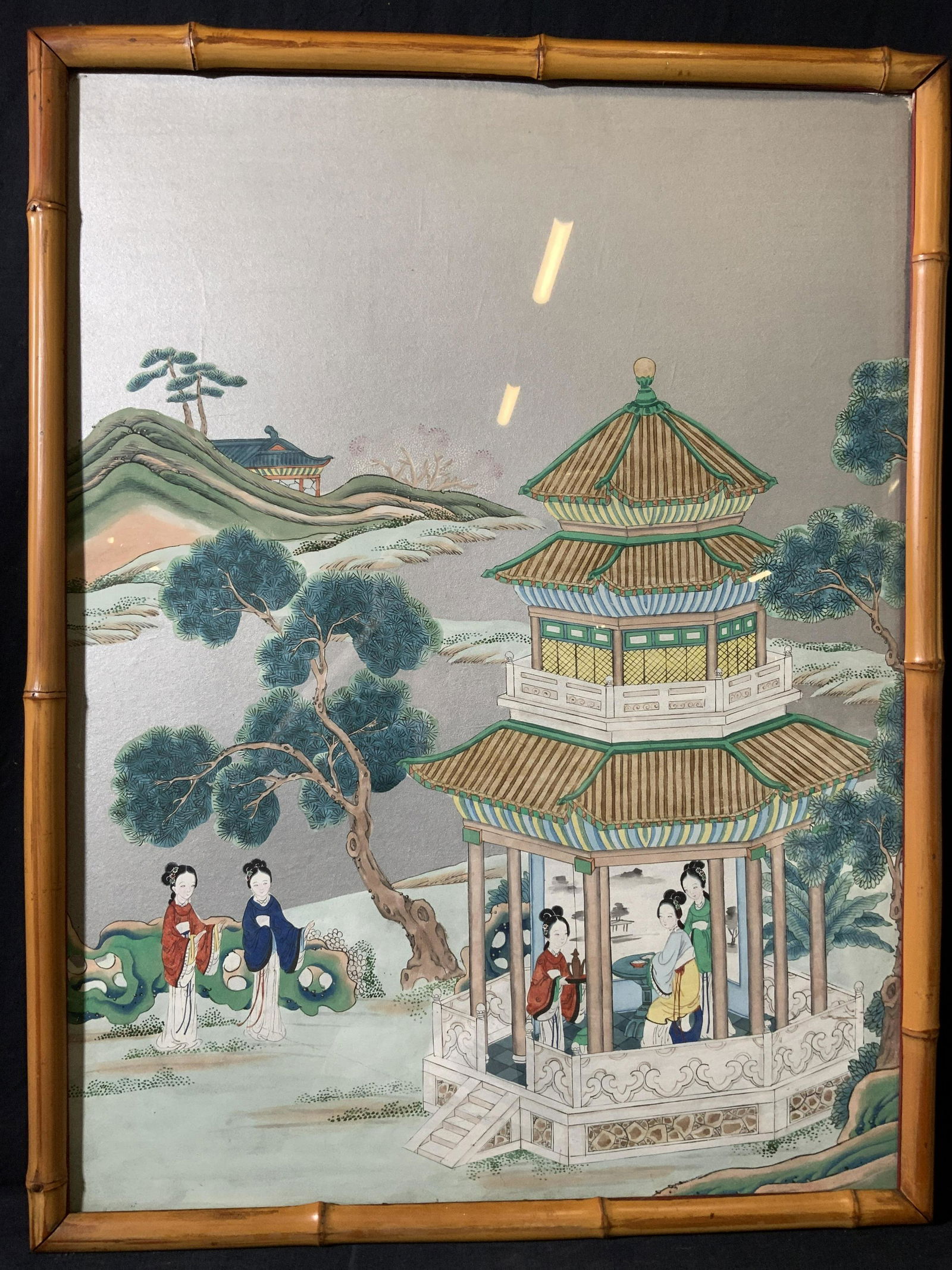 Tea in a Pavilion Eastern Asian Watercolor Artwork (1 of 8)