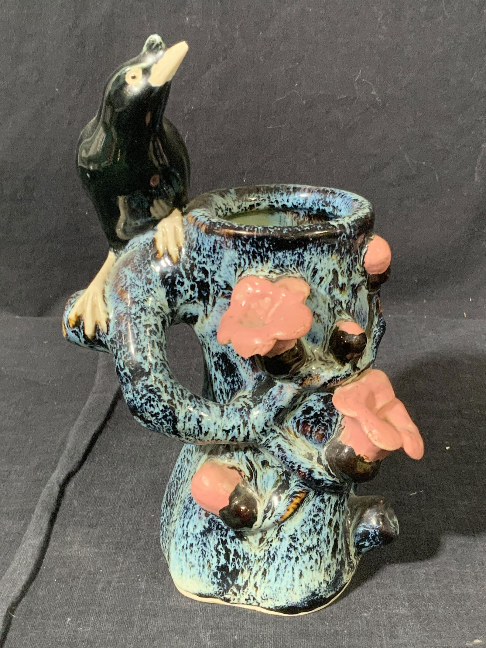 Vntg Handcrafted Ceramic Bird Figural Asian Vase (1 of 10)
