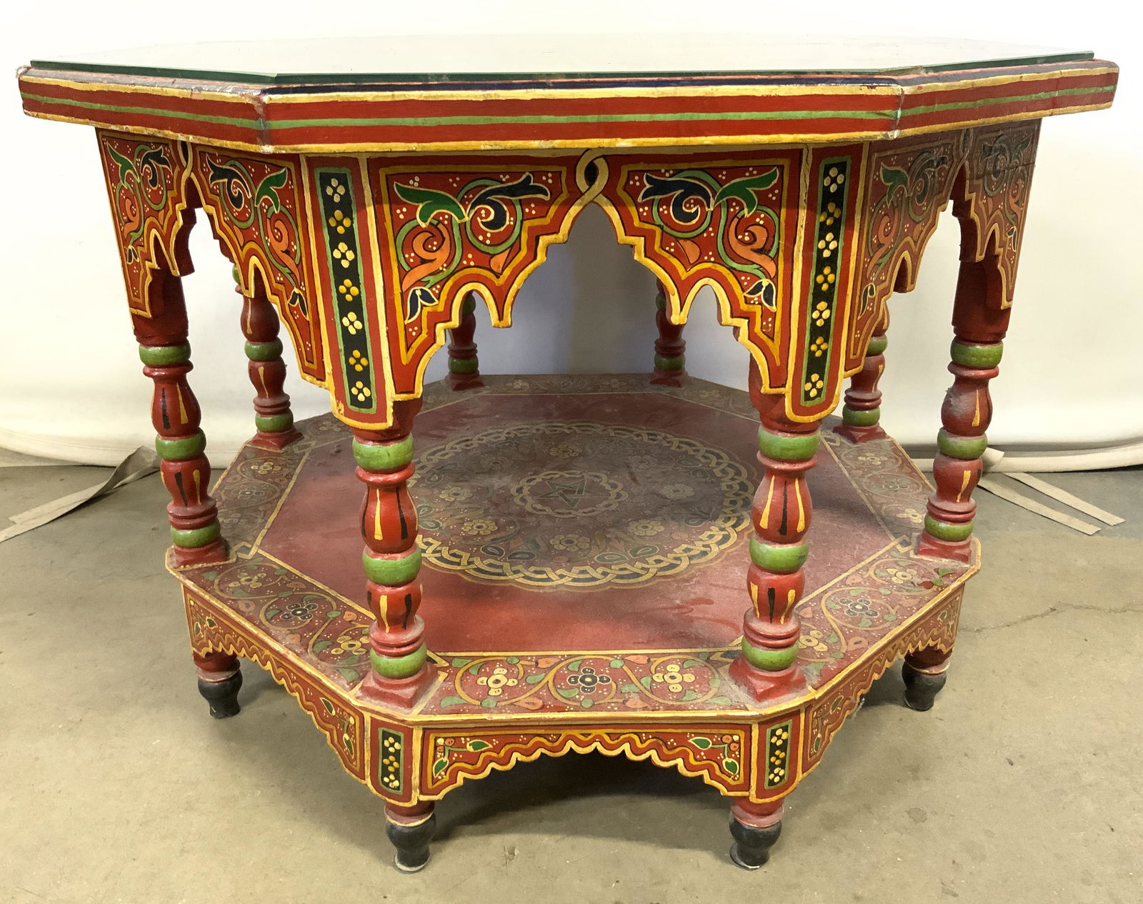 Vntg Handpainted Octagonal Moroccan Side Table (1 of 10)