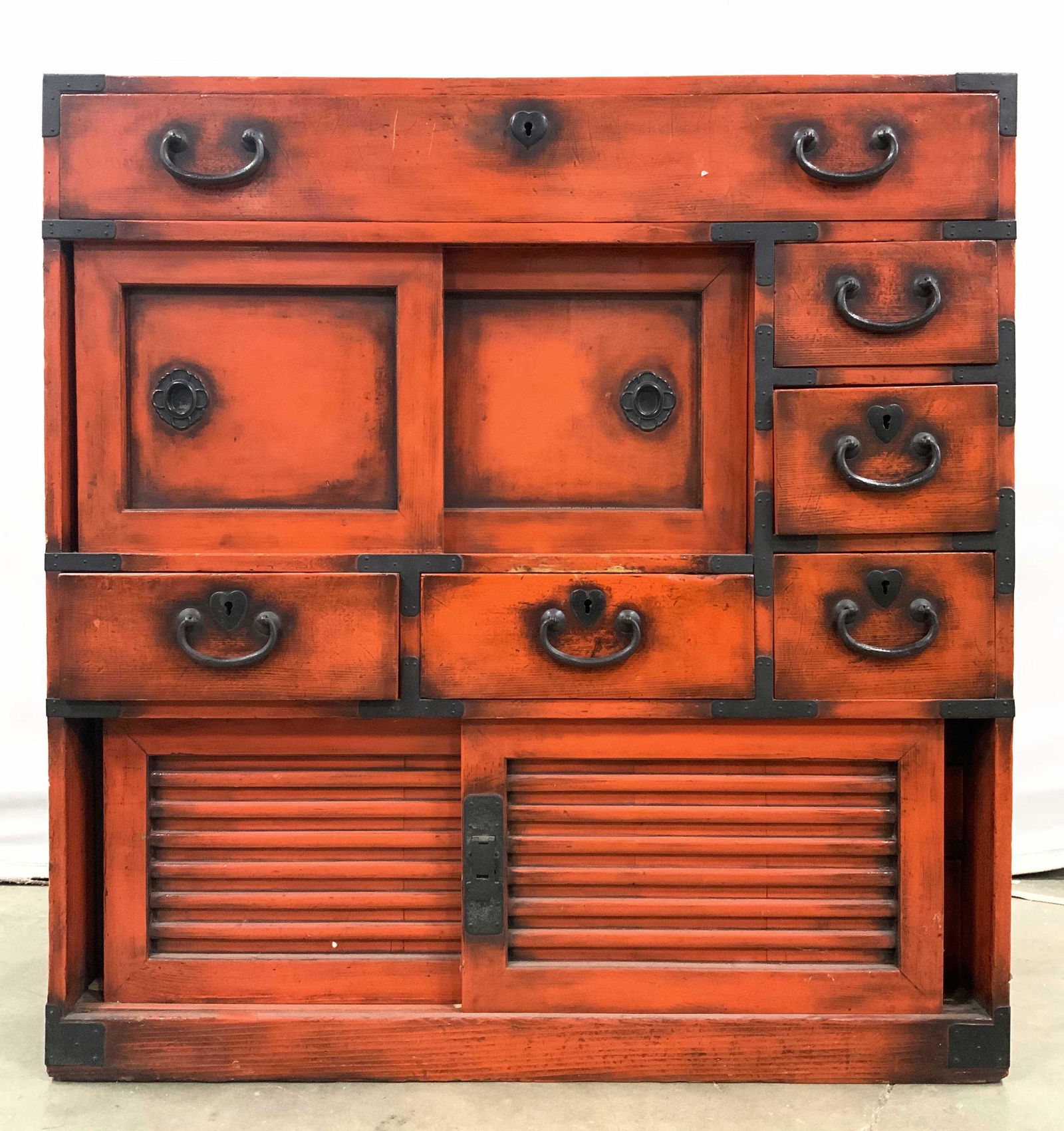 Vintage Red Wooden Console Chest (1 of 10)