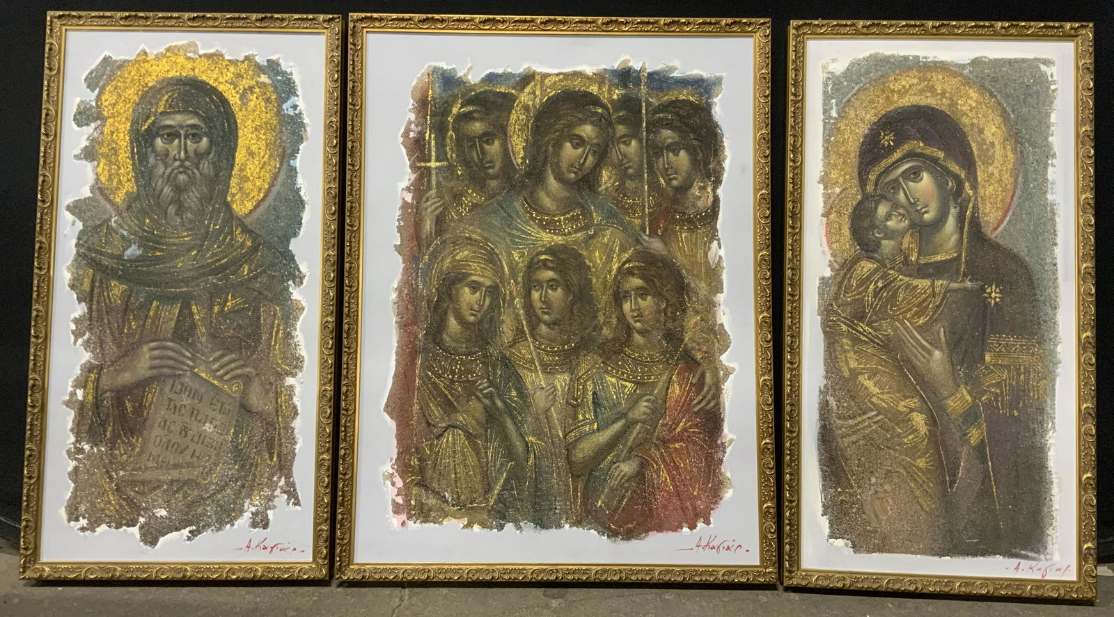 SIGNED Set of 3 Textured Biblical Icons (1 of 13)