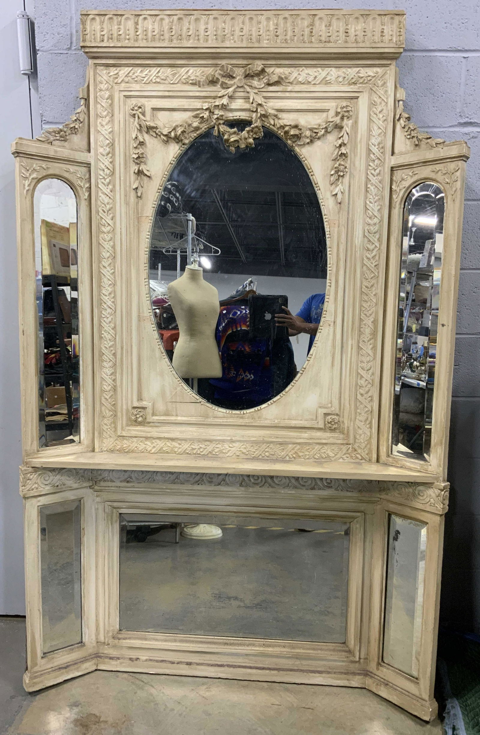 ARGENTURE GARANTIE Antq Wooden Glass Floor Mirror (1 of 18)