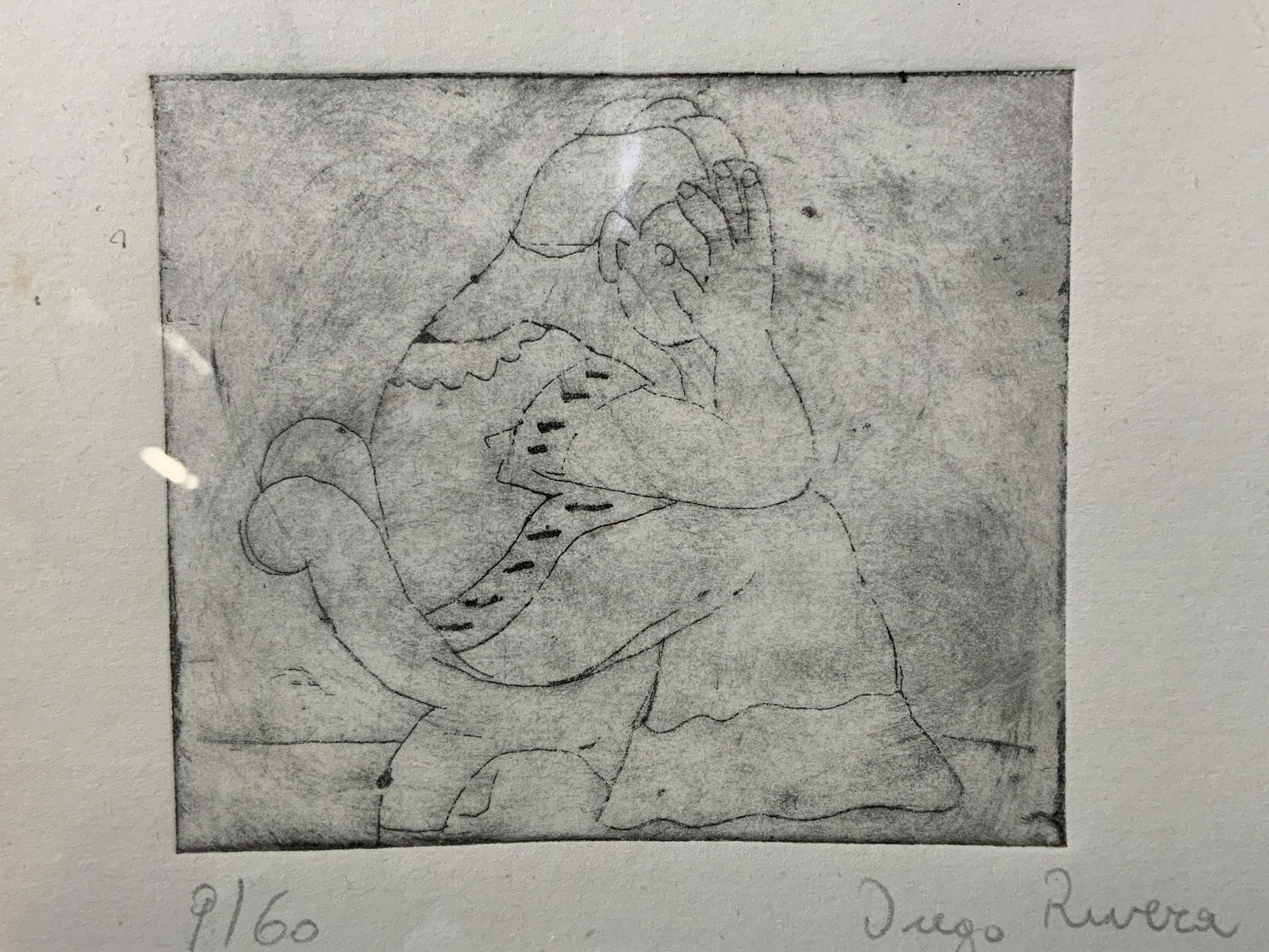 ATTR DIEGO RIVERA Signed Seated Figural Engraving (1 of 11)
