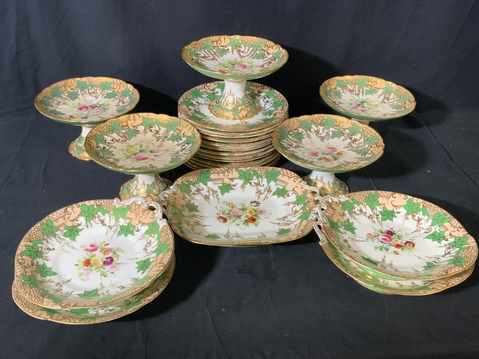 Set 23 Vintage Floral Porcelain Dessert Service (1 of 19)
