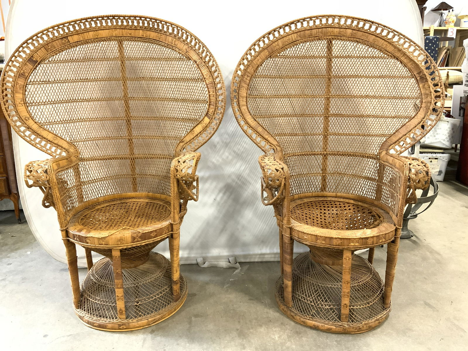 Pair Caned Wicker Vintage Peacock Chair (1 of 10)