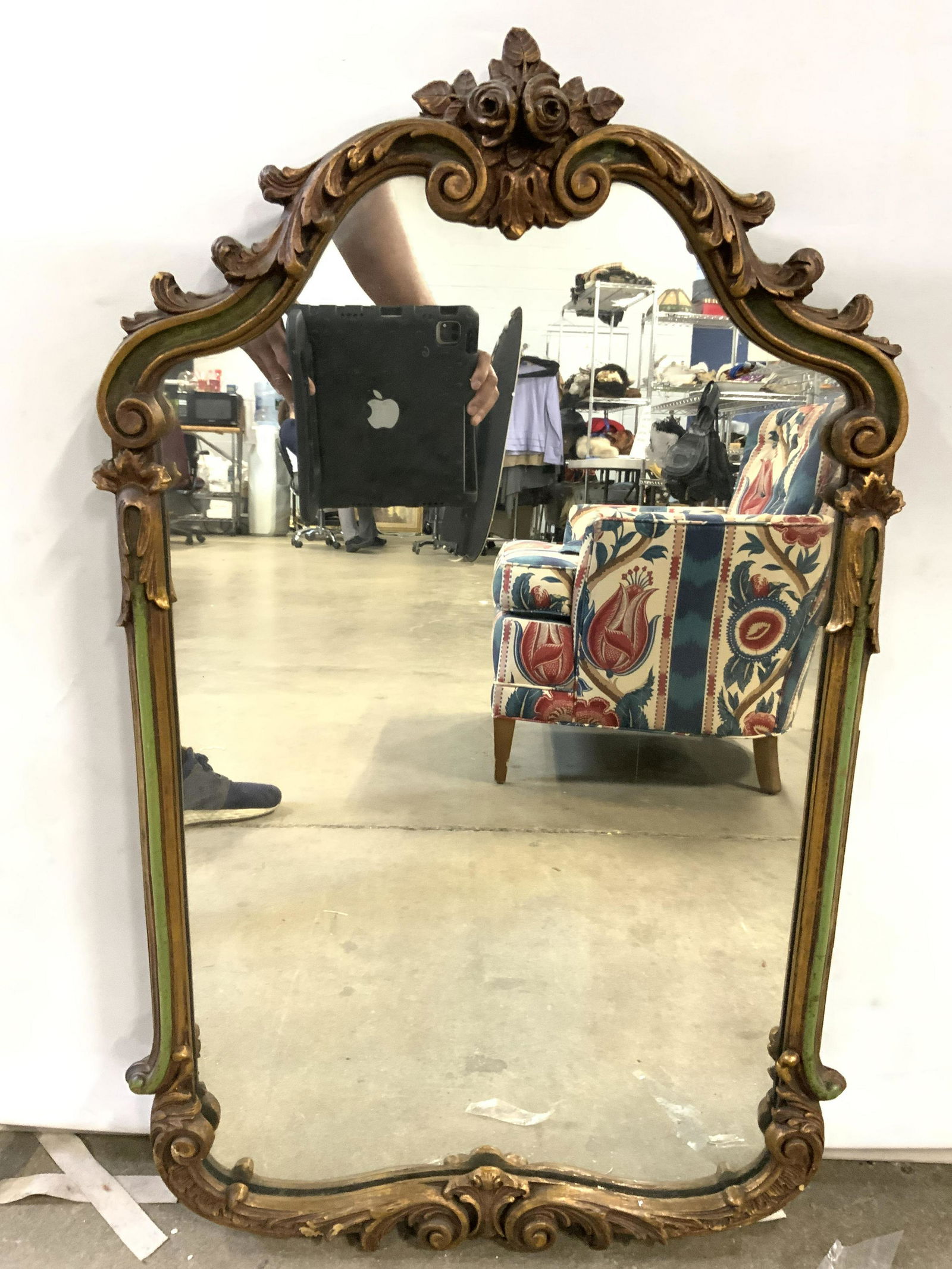Antq Ornate Giltwood Wall Mirror (1 of 10)