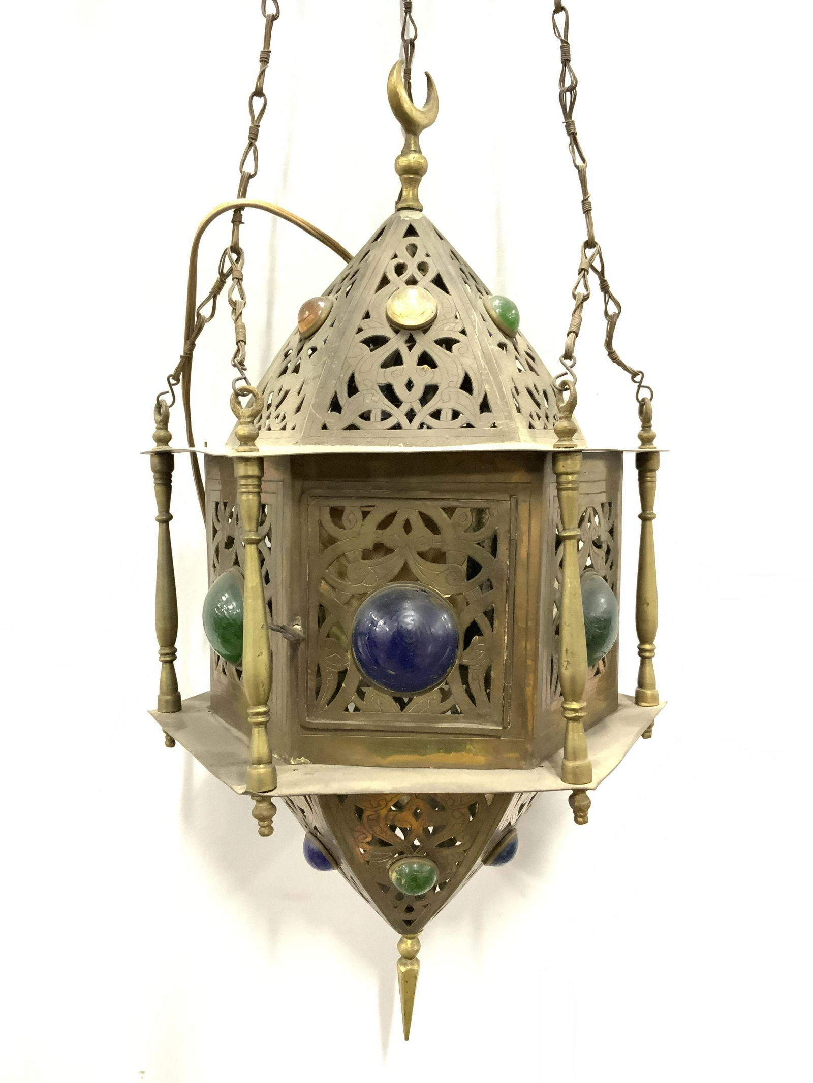 Vintage Brass Moroccan Electrified Lantern (1 of 10)