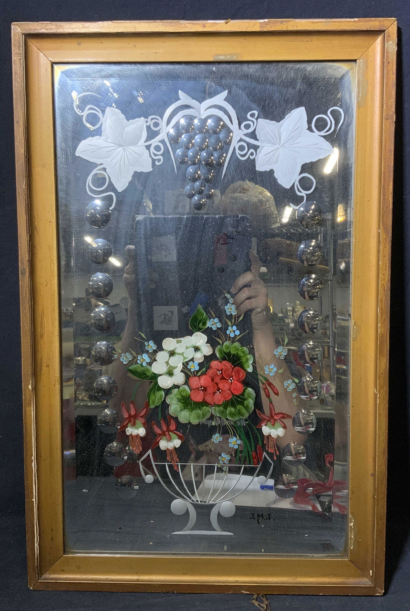 Framed Mirror with Floral Decor (1 of 4)