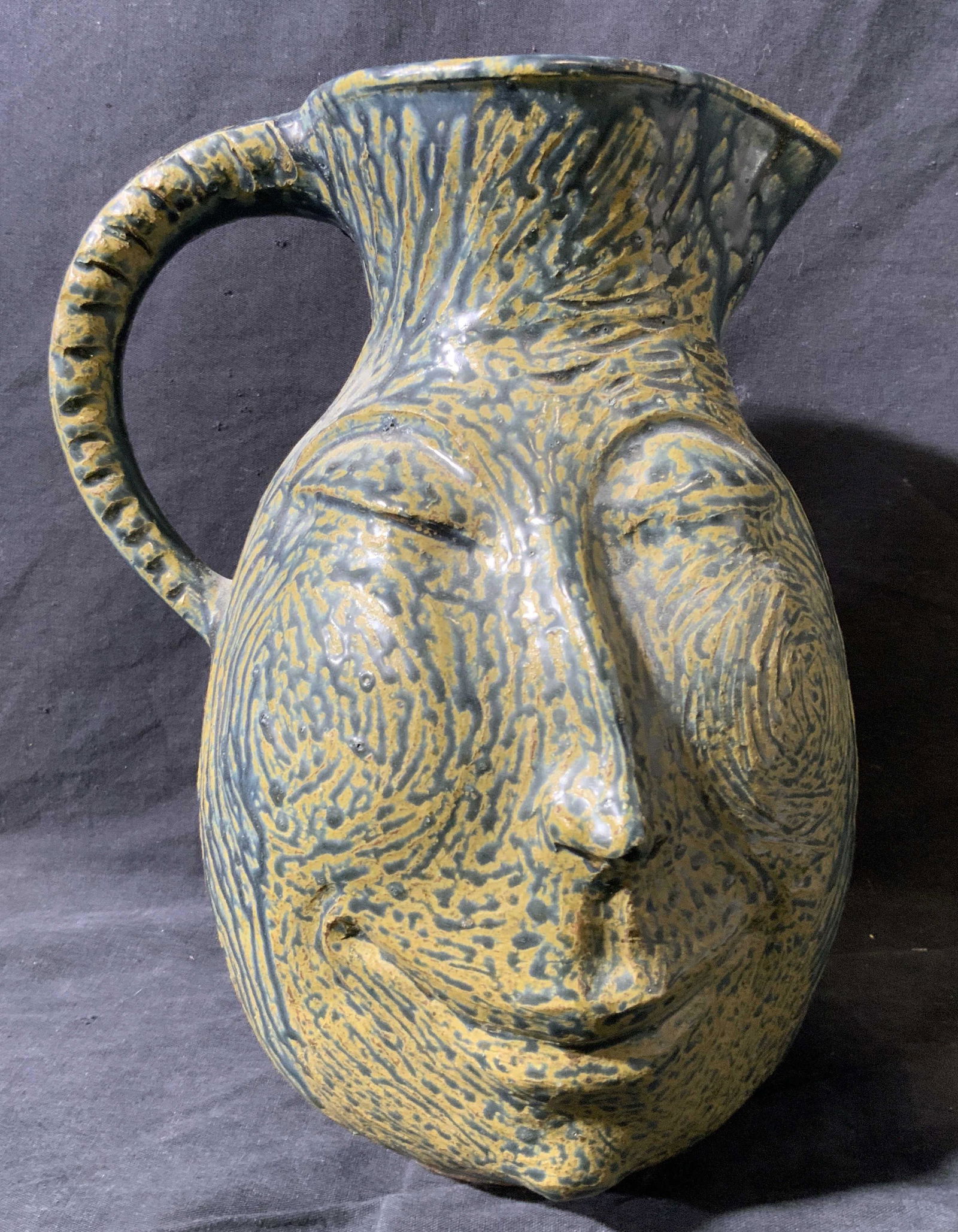 Signed Ceramic Pitcher With Face (1 of 10)
