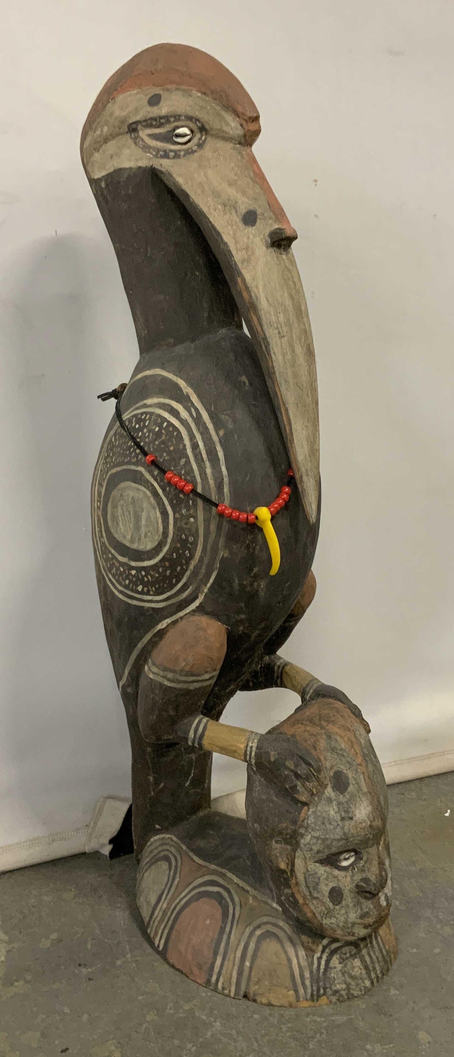 Aboriginal Style Hand Painted Carved Bird Statue (1 of 9)