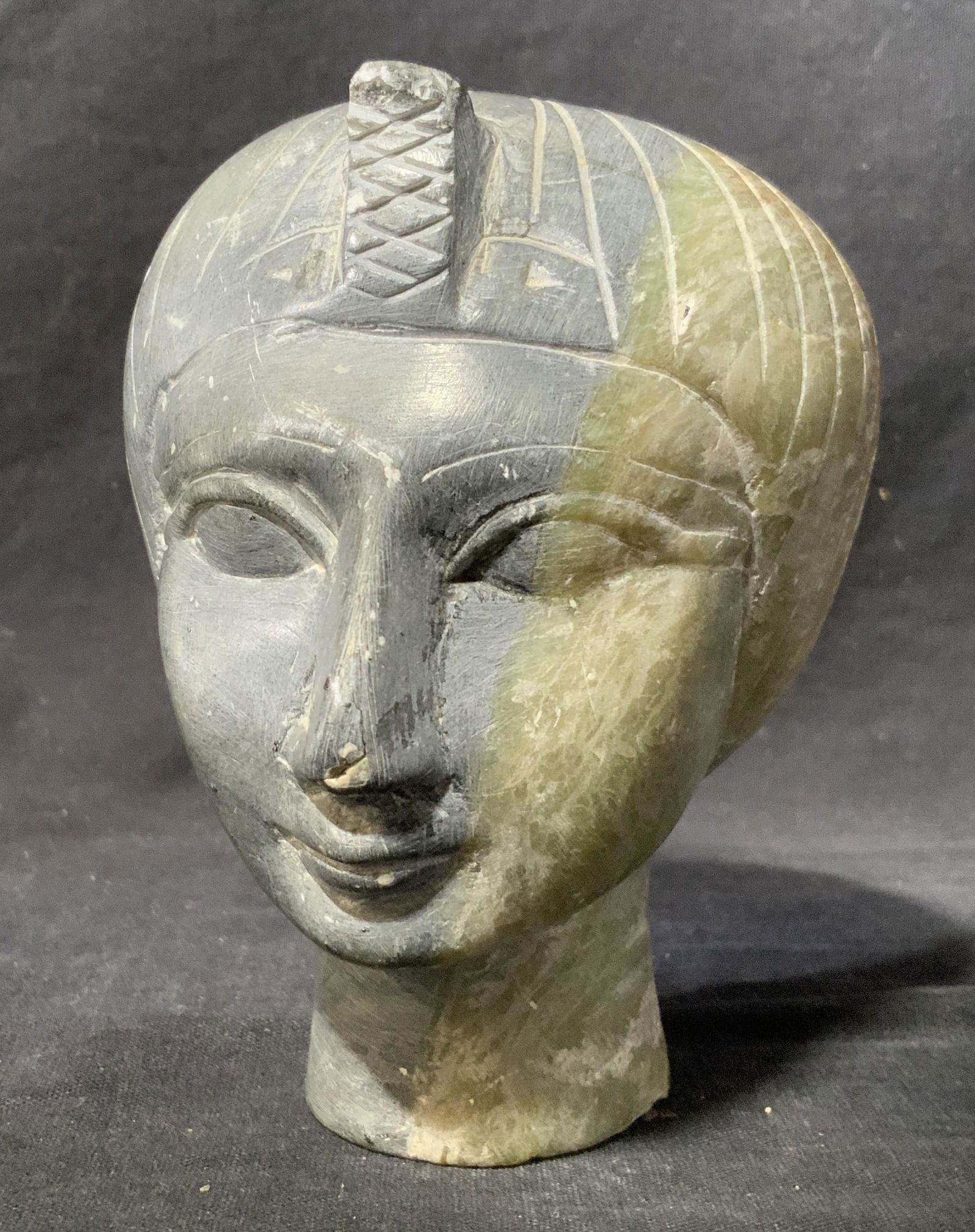 Egyptian Style Stone Head, Bust of a Woman (1 of 7)