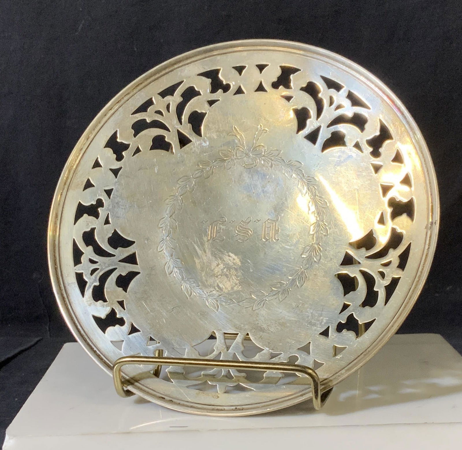 Pierced Sterling Silver Plate, Marked 925 (1 of 8)