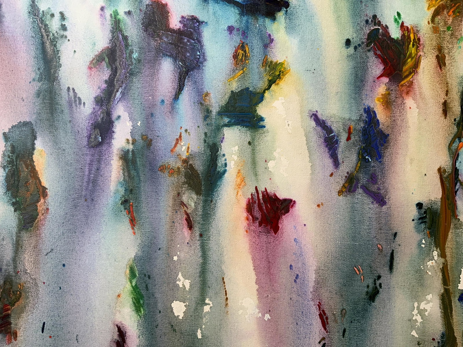 STANLEY LINDWASSER Colorful Abstract Naturescape: STANLEY LINDWASSER Colorful Abstract Naturescape, signature to lower right reads ‘S 2011’, verso reads ‘2011-214’, subject an acrylic painting on stretched canvas of abstract blotches of color