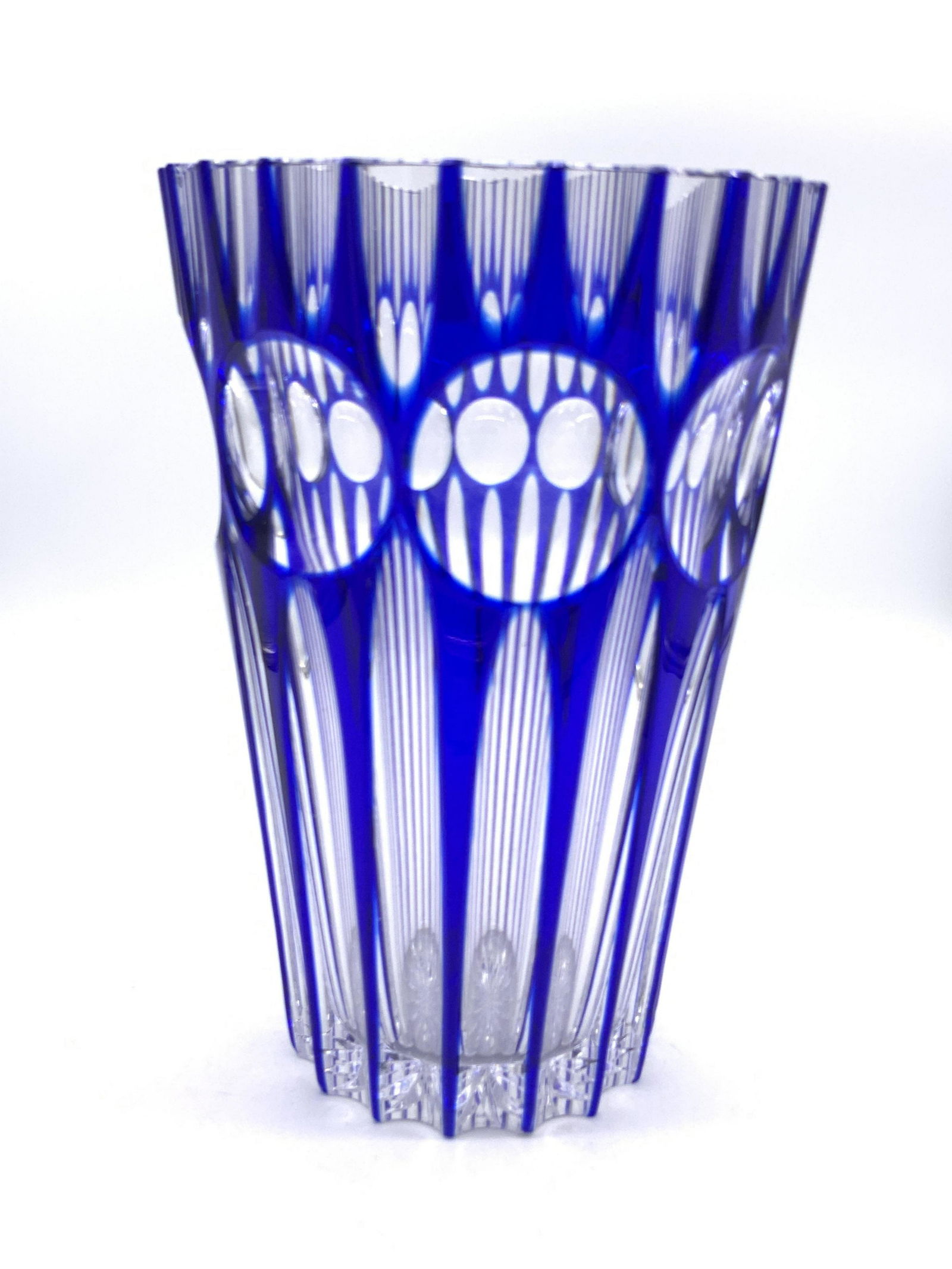 Vintage Cobalt Blue Cut Crystal Vase (1 of 12)