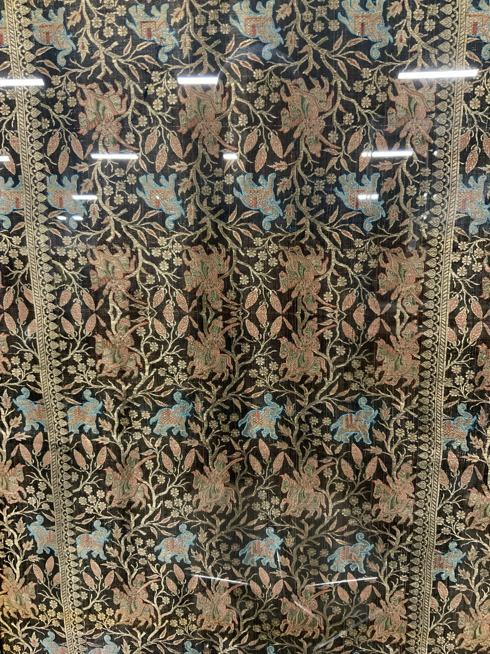 South Asian Embroidered Silk Panel w Elephants (1 of 8)