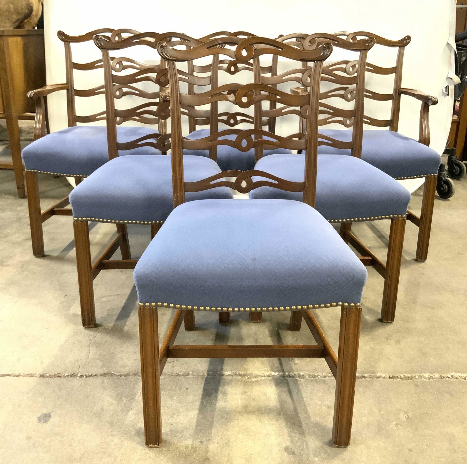 Set 6 Cushioned Wooden Dining Chairs (1 of 11)