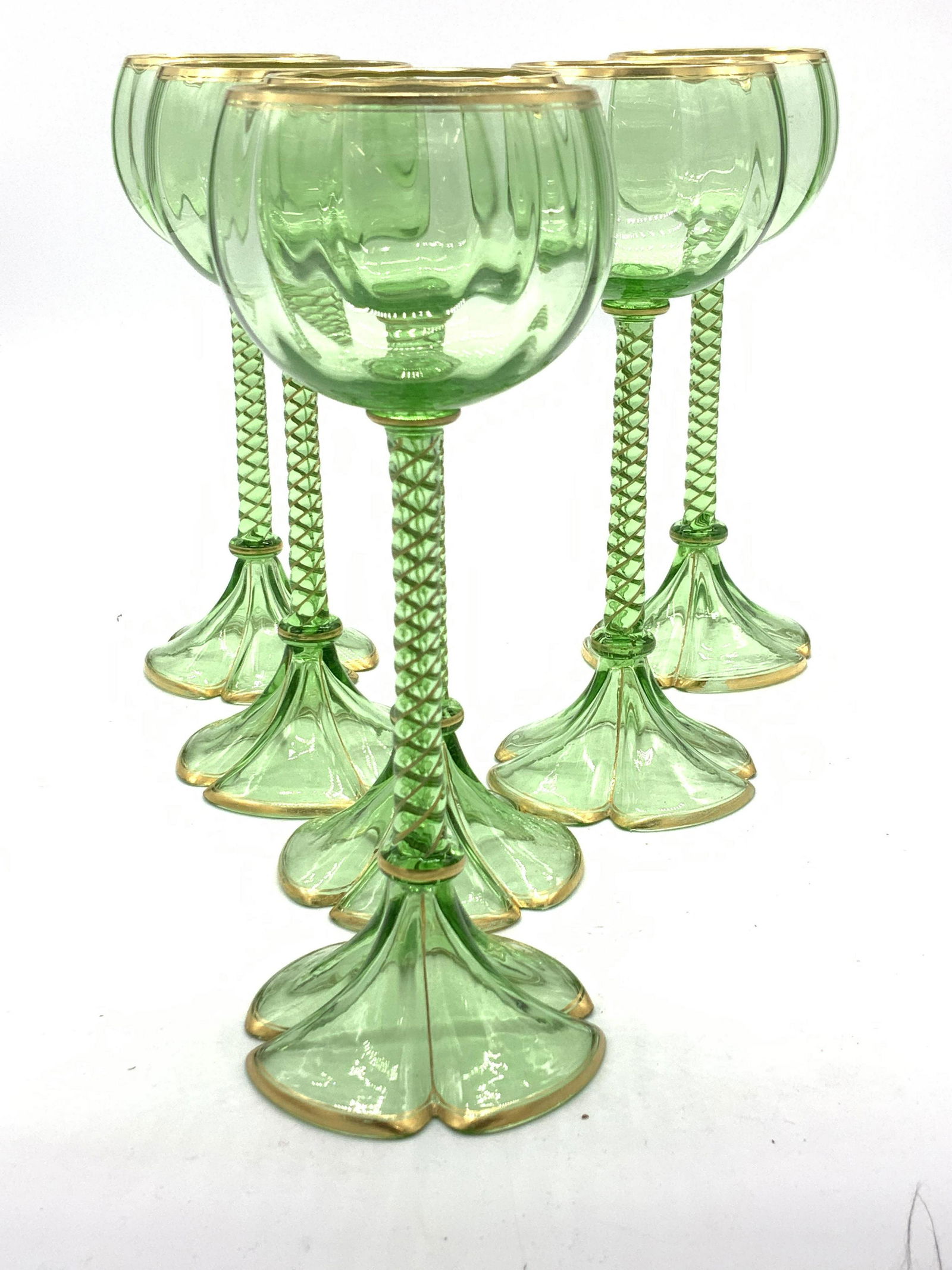 Set 6 Luxury Boho Green Crystal Stemware (1 of 10)
