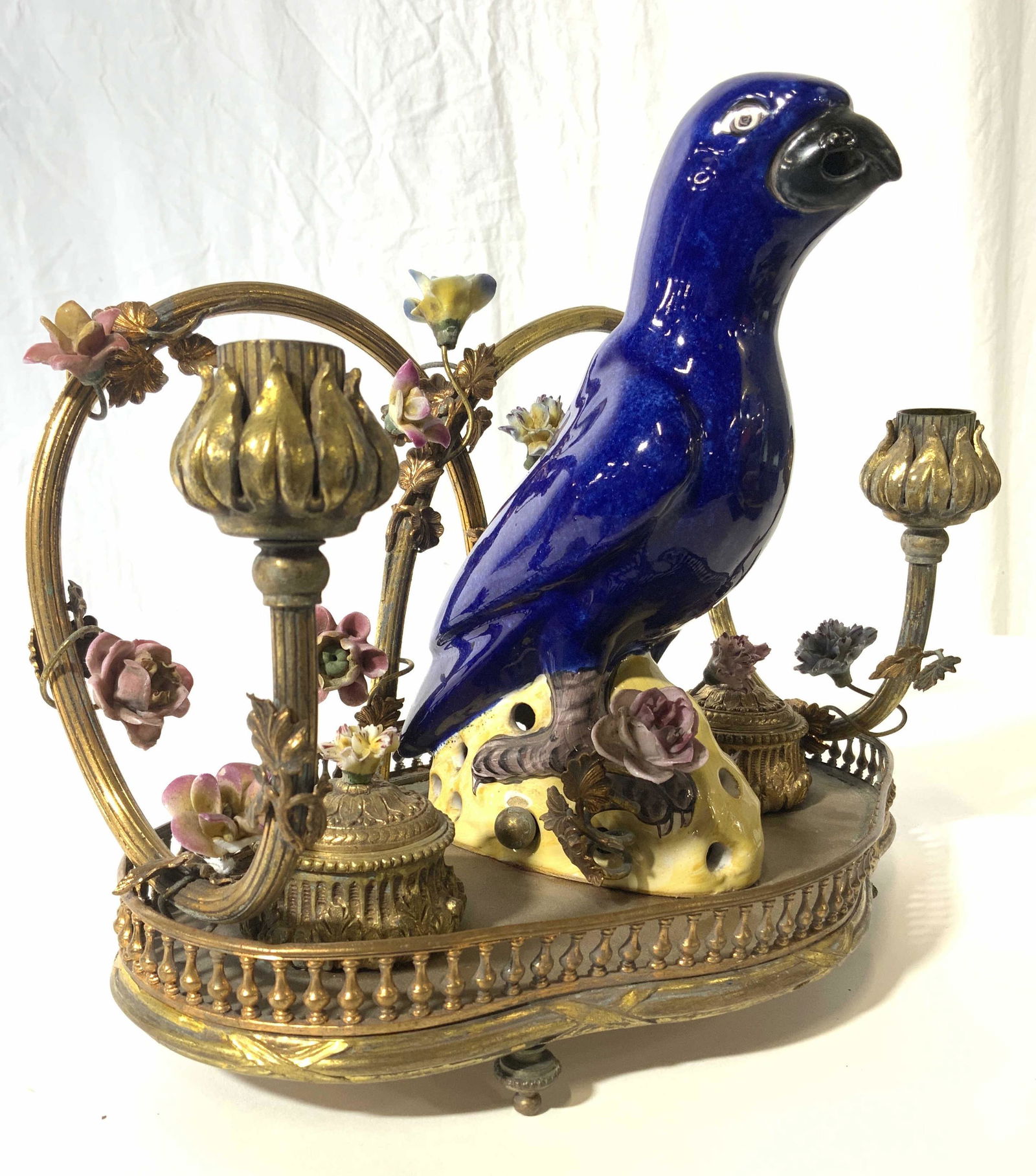 Vintage Porcelain & Brass Footed Inkwell (1 of 10)