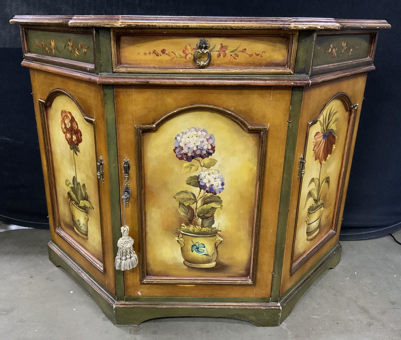 Vintage Hand Painted Demilune Cabinet (1 of 11)