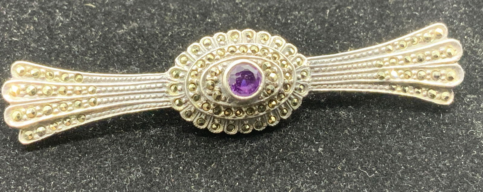 Art Deco Sterling Marcasite and Amethyst Brooch (1 of 6)
