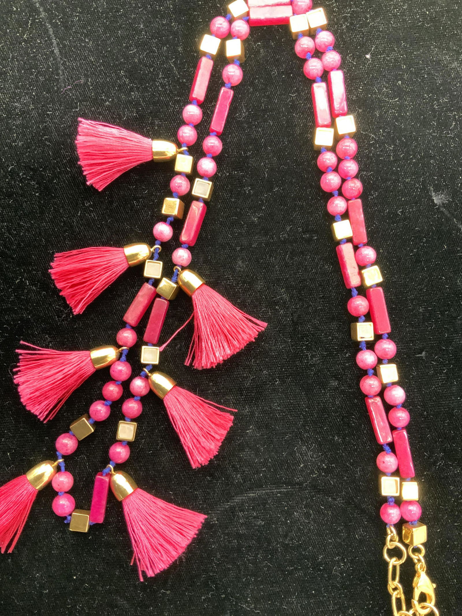 Natural Pink Stone Bead & Tassel Necklace, Jewelry (1 of 6)