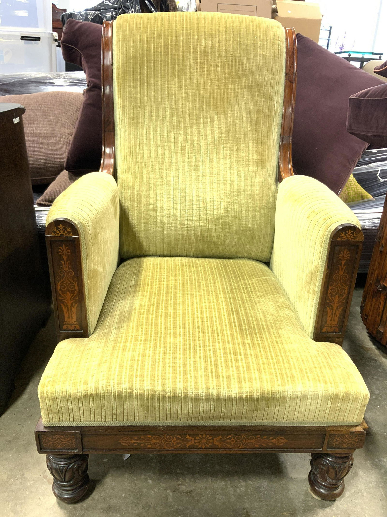 Low Vintage Upholstered Wooden Armchair (1 of 10)