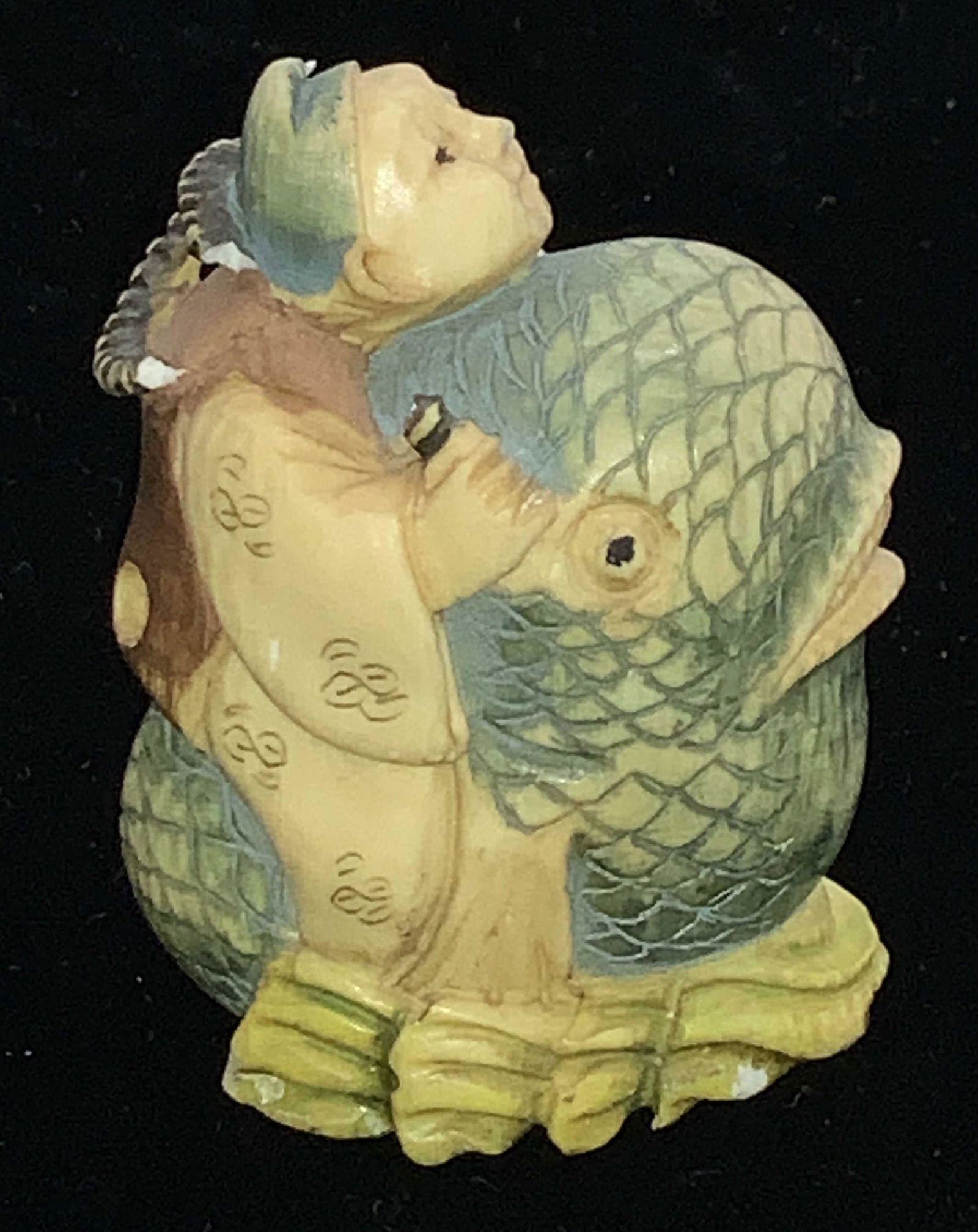 COLLECTIBLE PAINTED RESIN ASIAN NETSUKE (1 of 6)